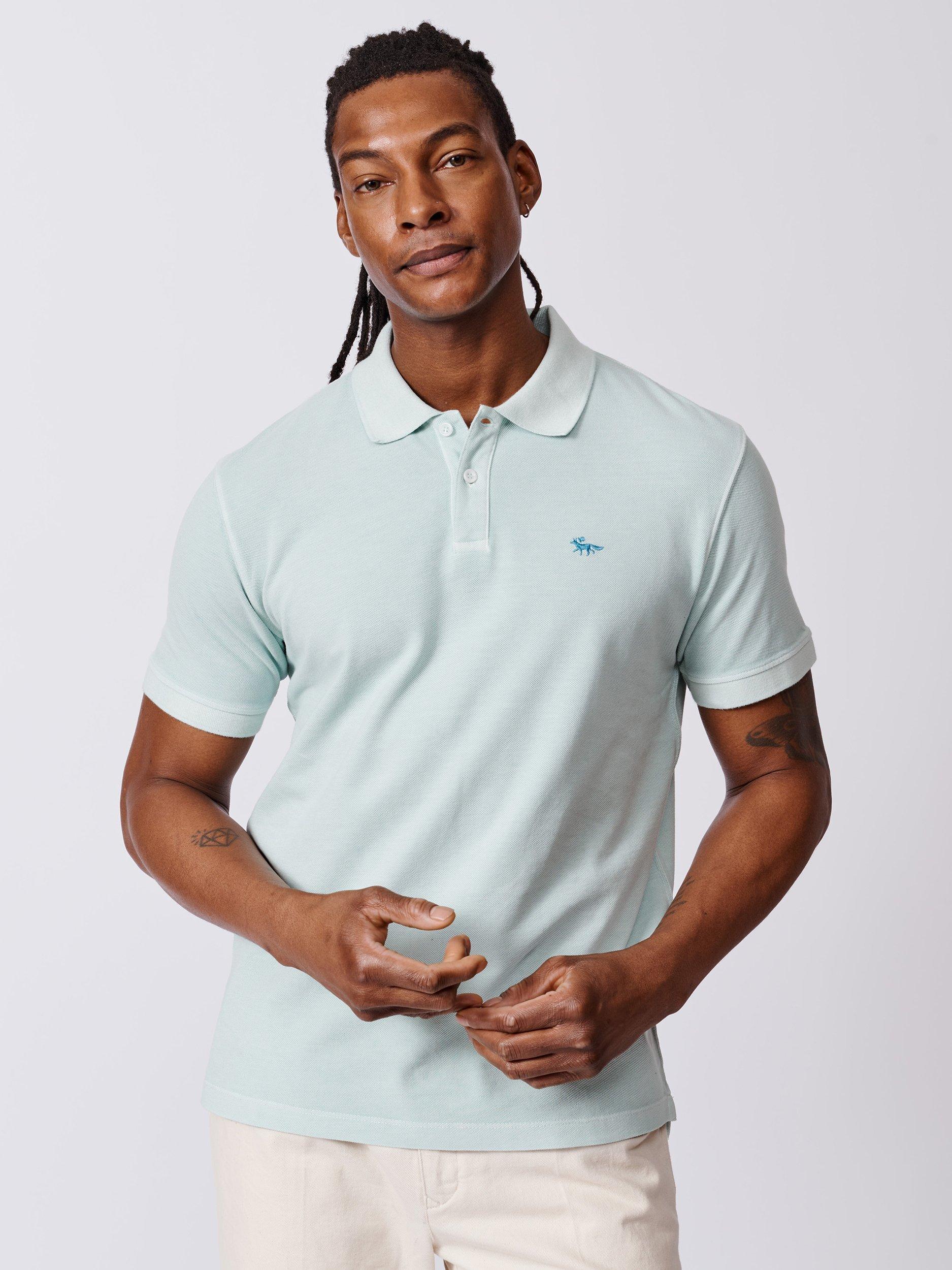 Product image 1 of 6, which shows Aubin Lusby Organic Cotton Logo Polo Shirt, Mint, S