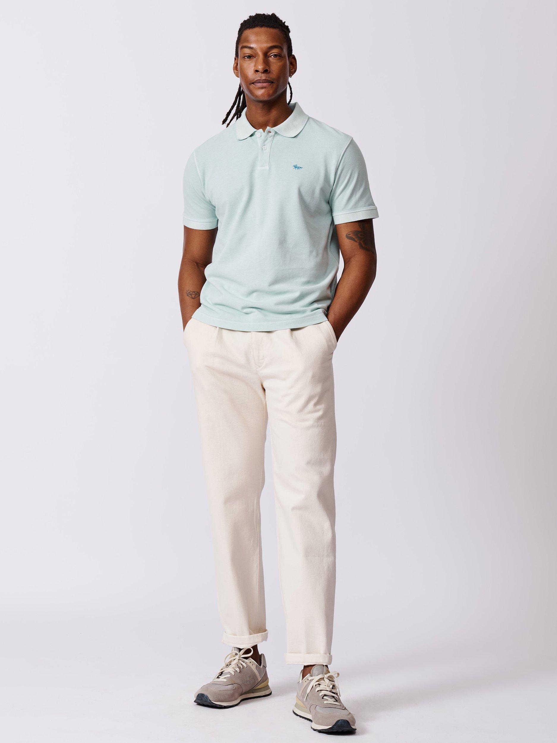 Product image 3 of 6, which shows Aubin Lusby Organic Cotton Logo Polo Shirt, Mint, S