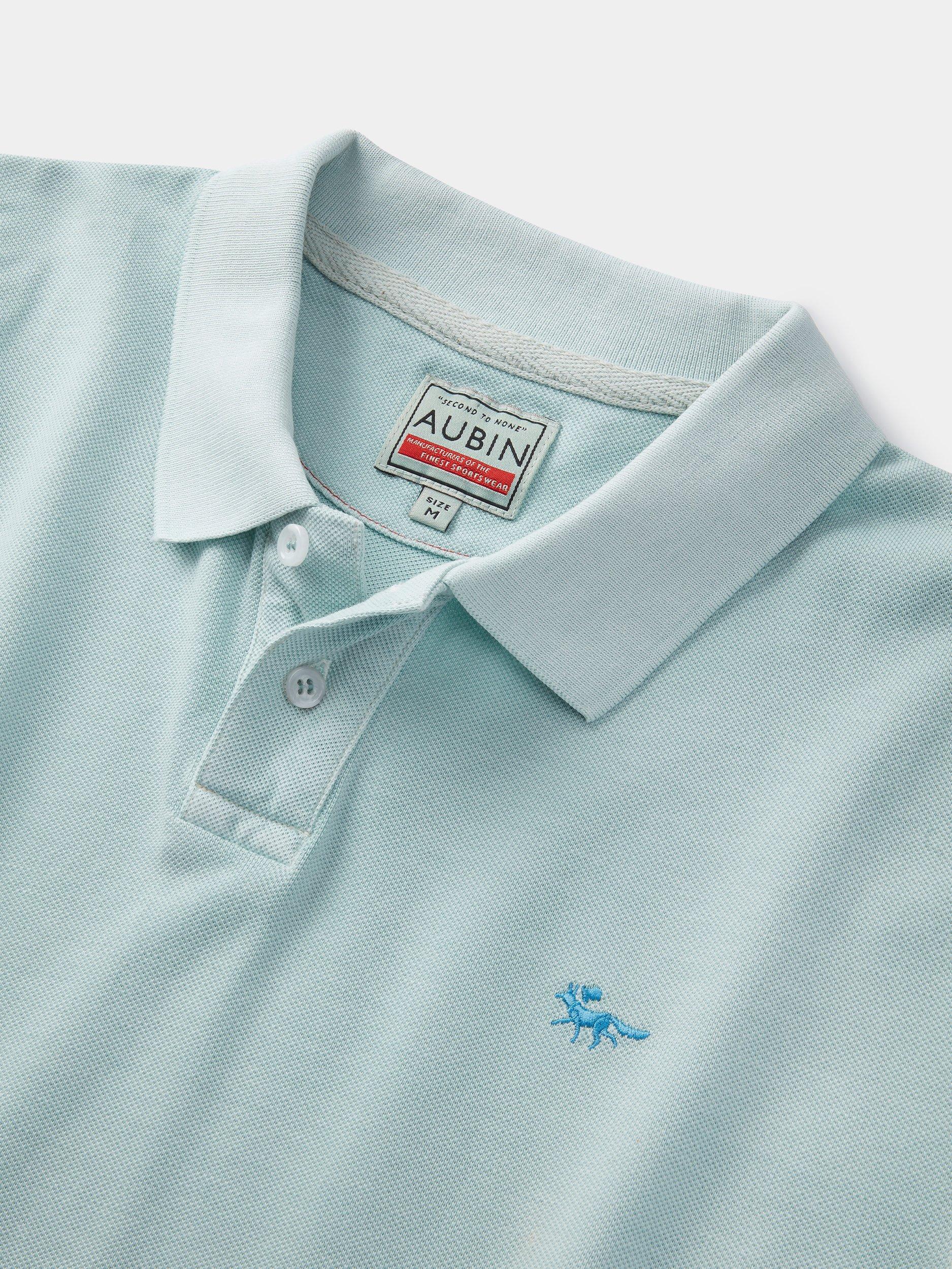 Product image 5 of 6, which shows Aubin Lusby Organic Cotton Logo Polo Shirt, Mint, S