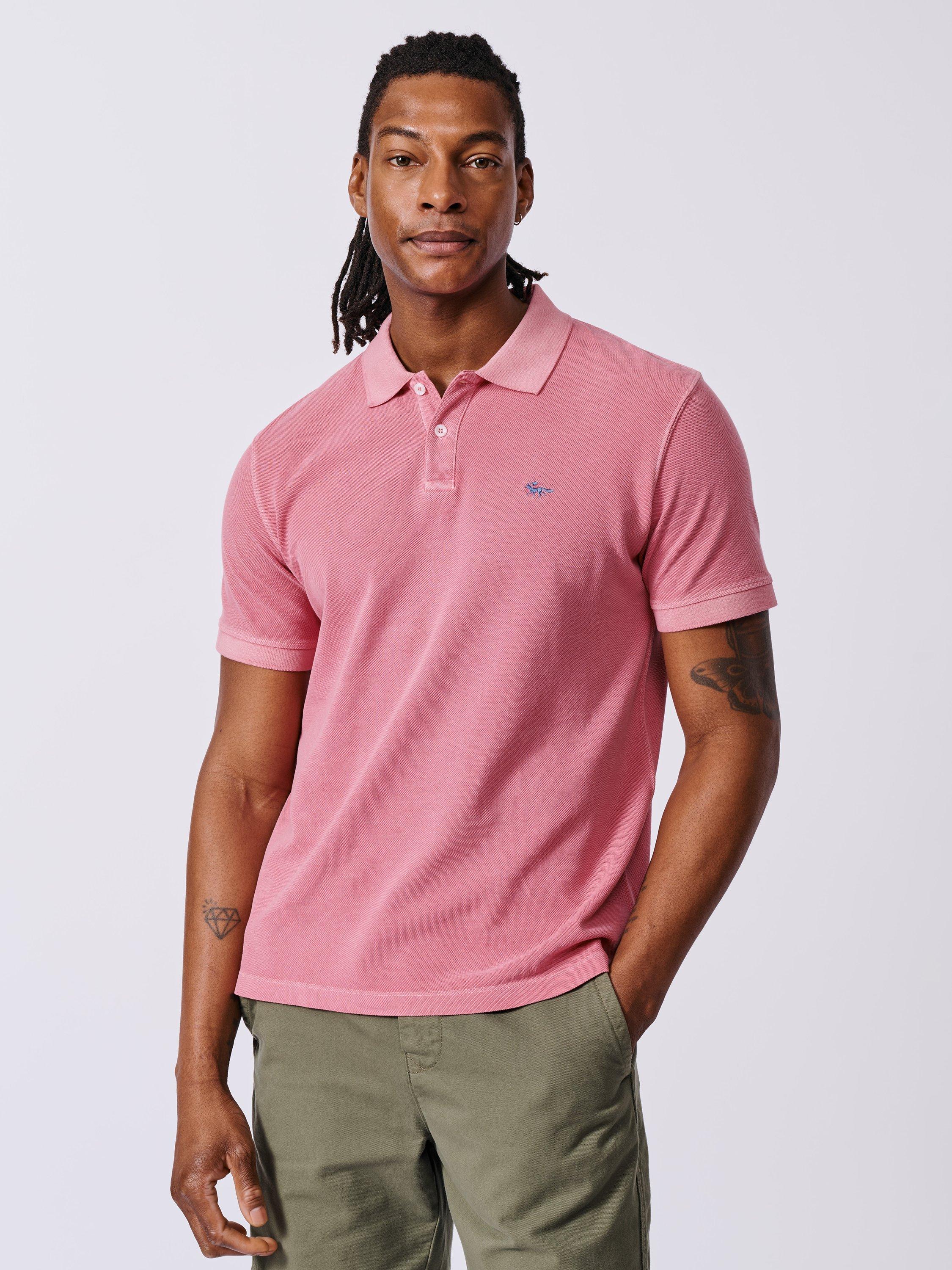 Product image 1 of 6, which shows Aubin Lusby Organic Cotton Logo Polo Shirt, Pink, M