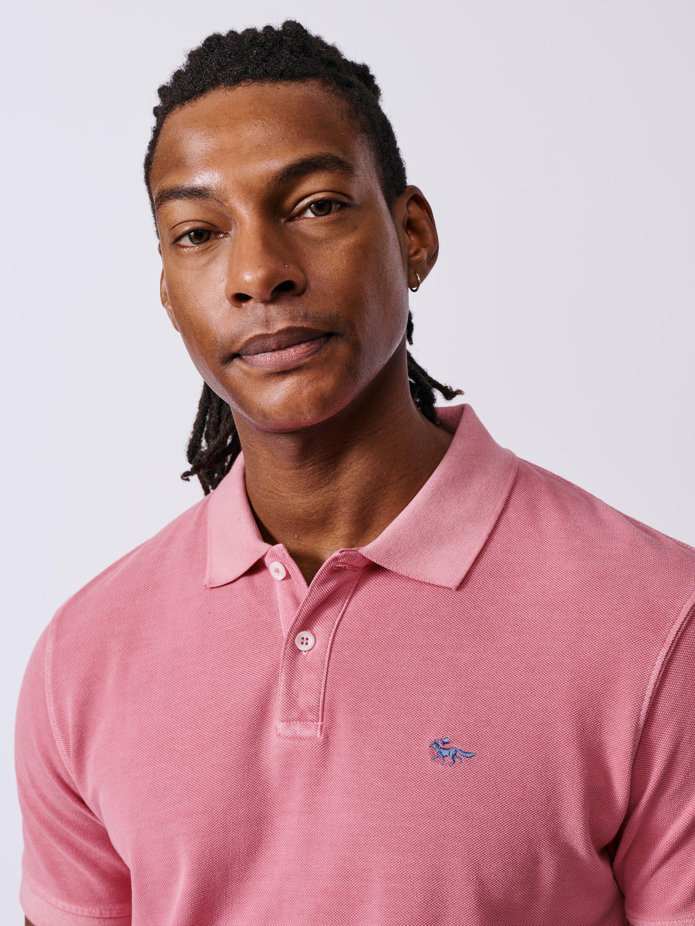 Product image 4 of 6, which shows Aubin Lusby Organic Cotton Logo Polo Shirt, Pink, M