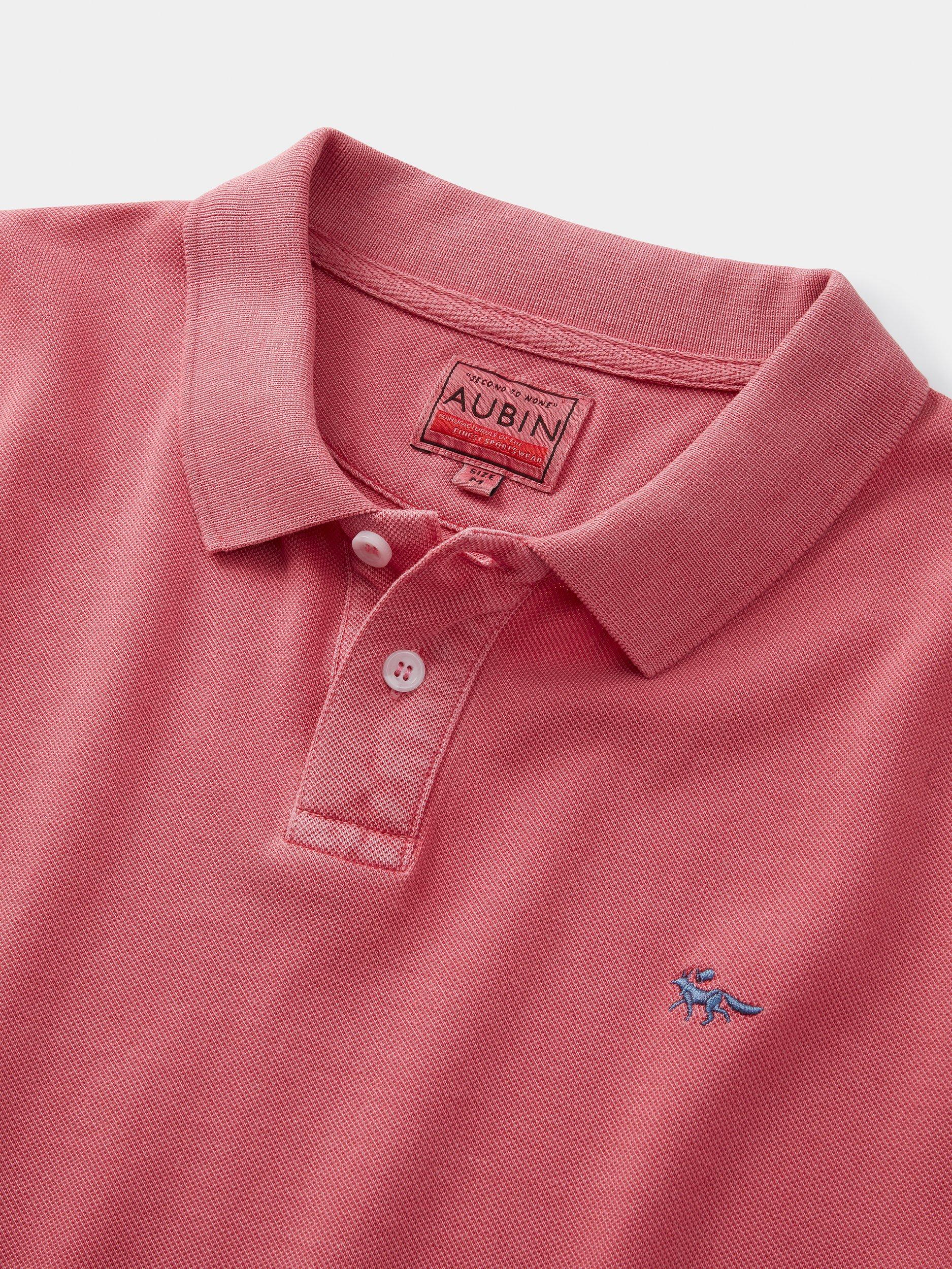 Product image 5 of 6, which shows Aubin Lusby Organic Cotton Logo Polo Shirt, Pink, M