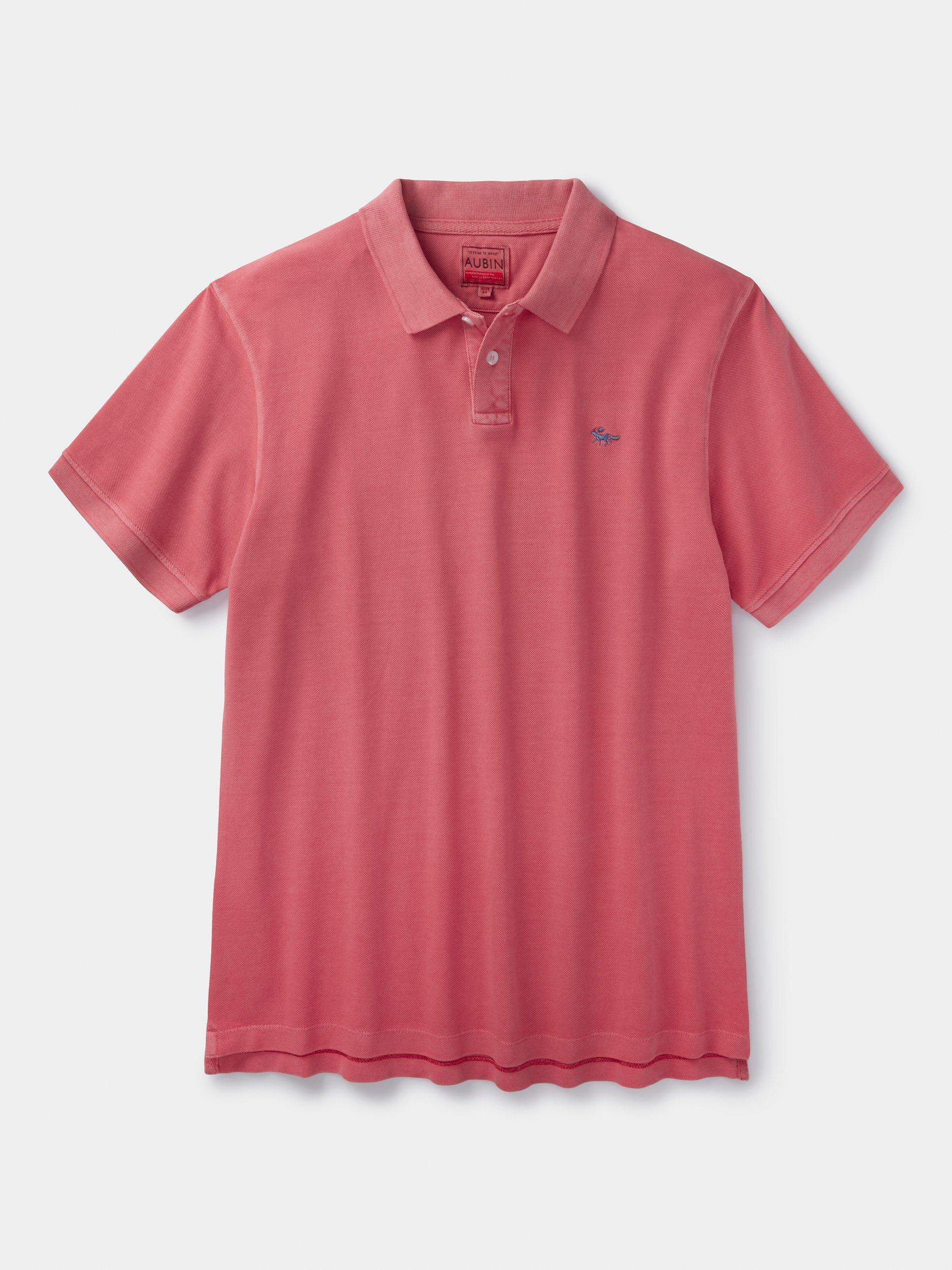 Product image 6 of 6, which shows Aubin Lusby Organic Cotton Logo Polo Shirt, Pink, M