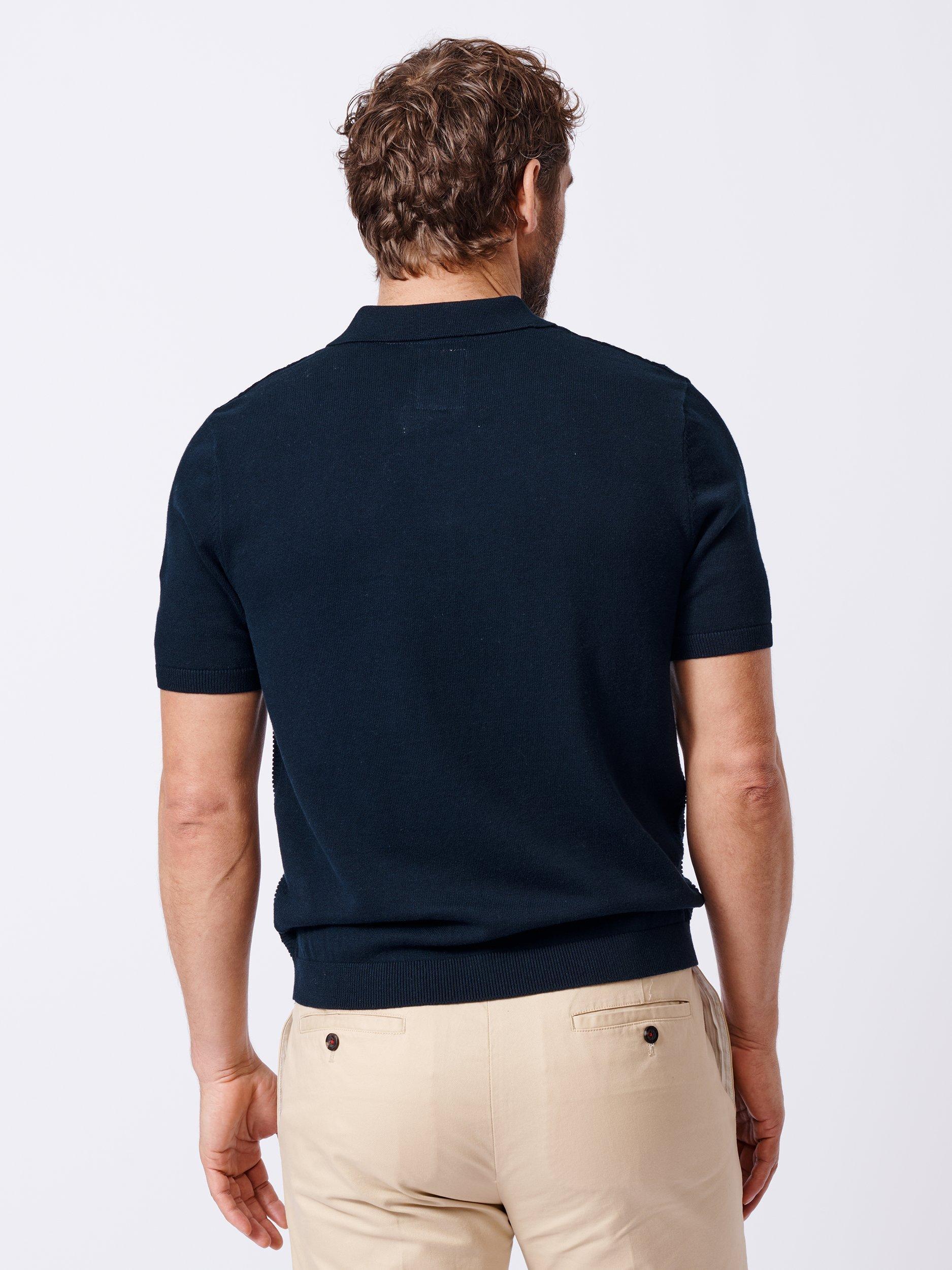 Product image 2 of 6, which shows Aubin Ponton Cotton Regular Fit Short Sleeve Polo Shirt, Navy, S