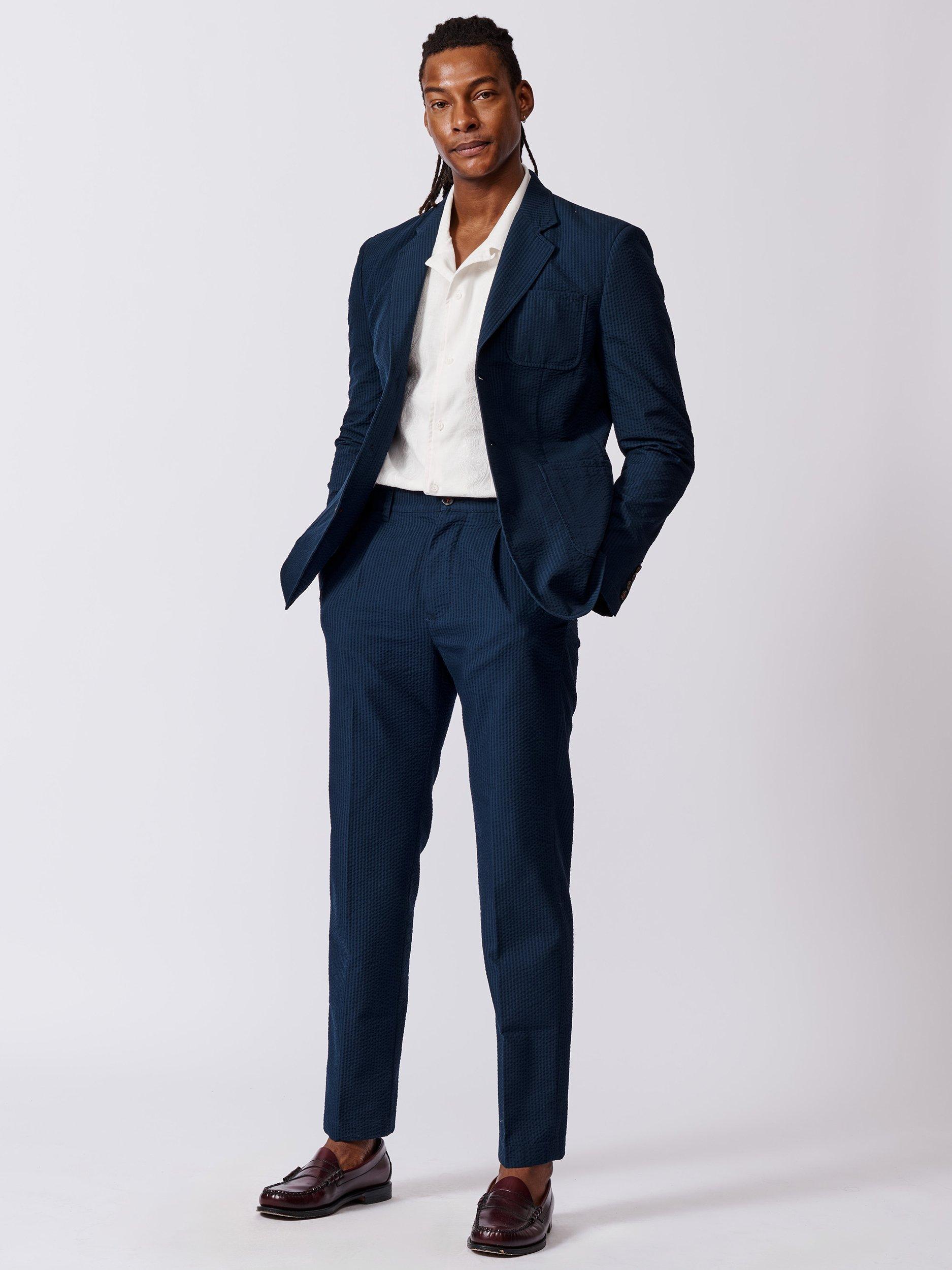 Product image 3 of 5, which shows Aubin Tailored Fit Cotton Blend Suit Jacket, Navy, 40