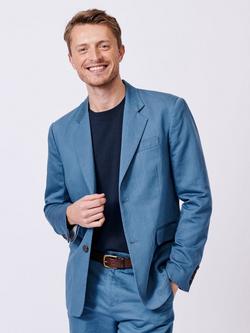 Aubin Pasmore Tailored Fit Linen Blend Suit Jacket, Blue