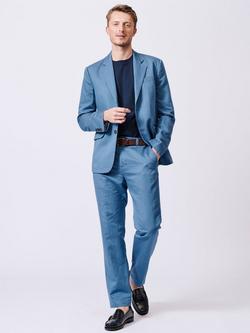 Aubin Pasmore Tailored Fit Linen Blend Suit Jacket - view 2, Blue