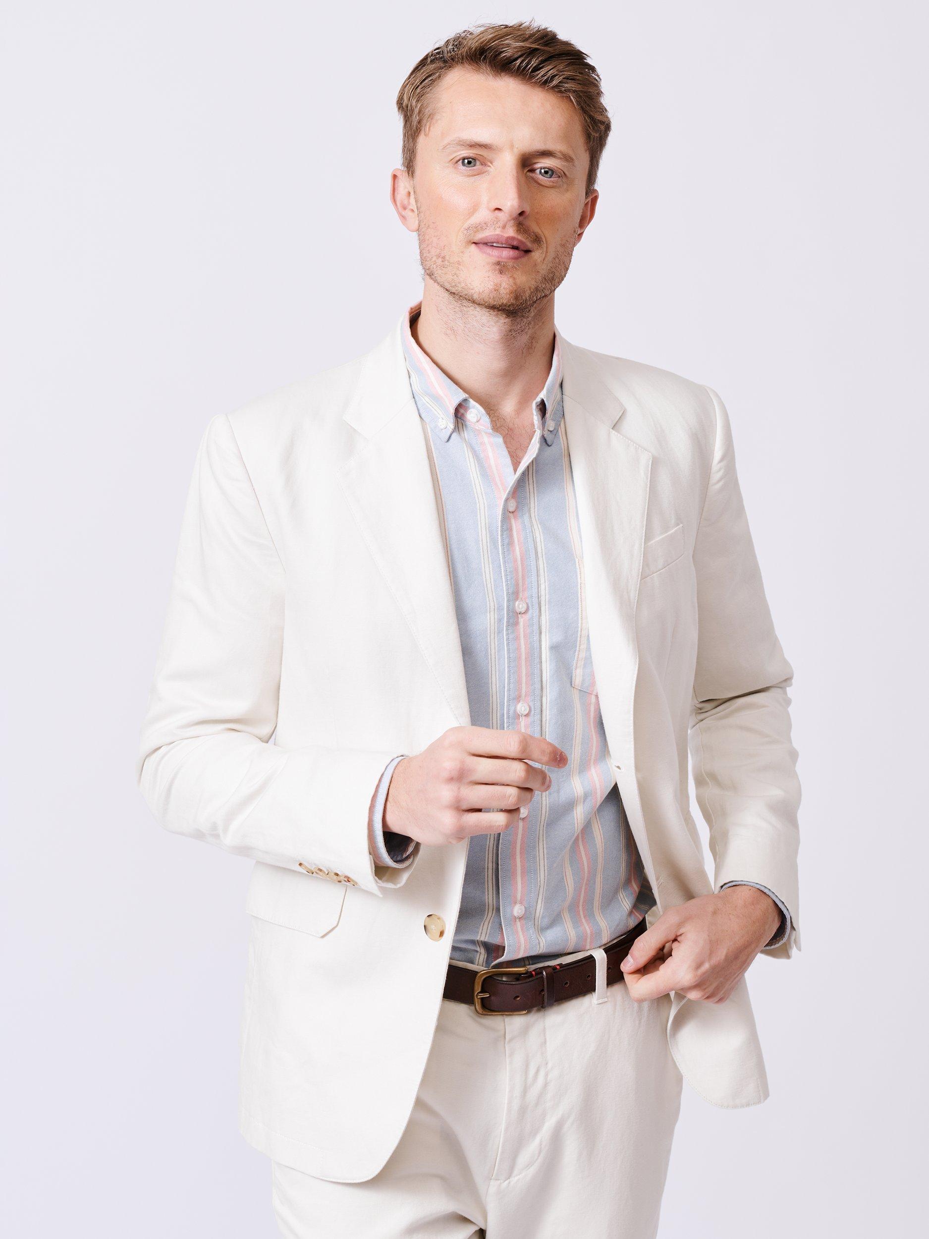 Product image 1 of 7, which shows Aubin Pasmore Tailored Fit Linen Blend Suit Jacket, Vintage White, 40