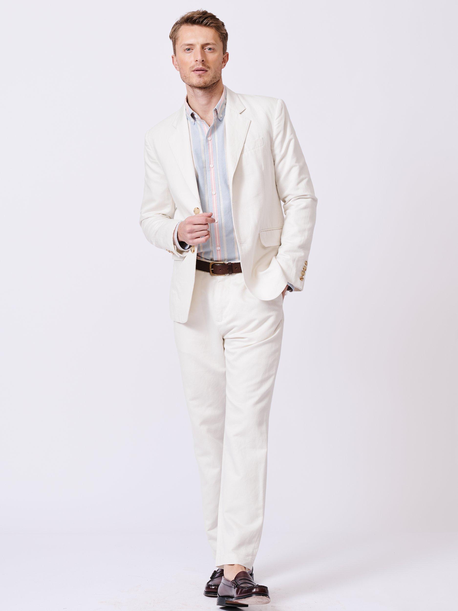 Product image 3 of 7, which shows Aubin Pasmore Tailored Fit Linen Blend Suit Jacket, Vintage White, 40