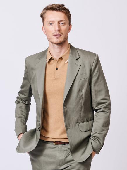 Aubin Pasmore Tailored Fit Linen Blend Suit Jacket, Khaki