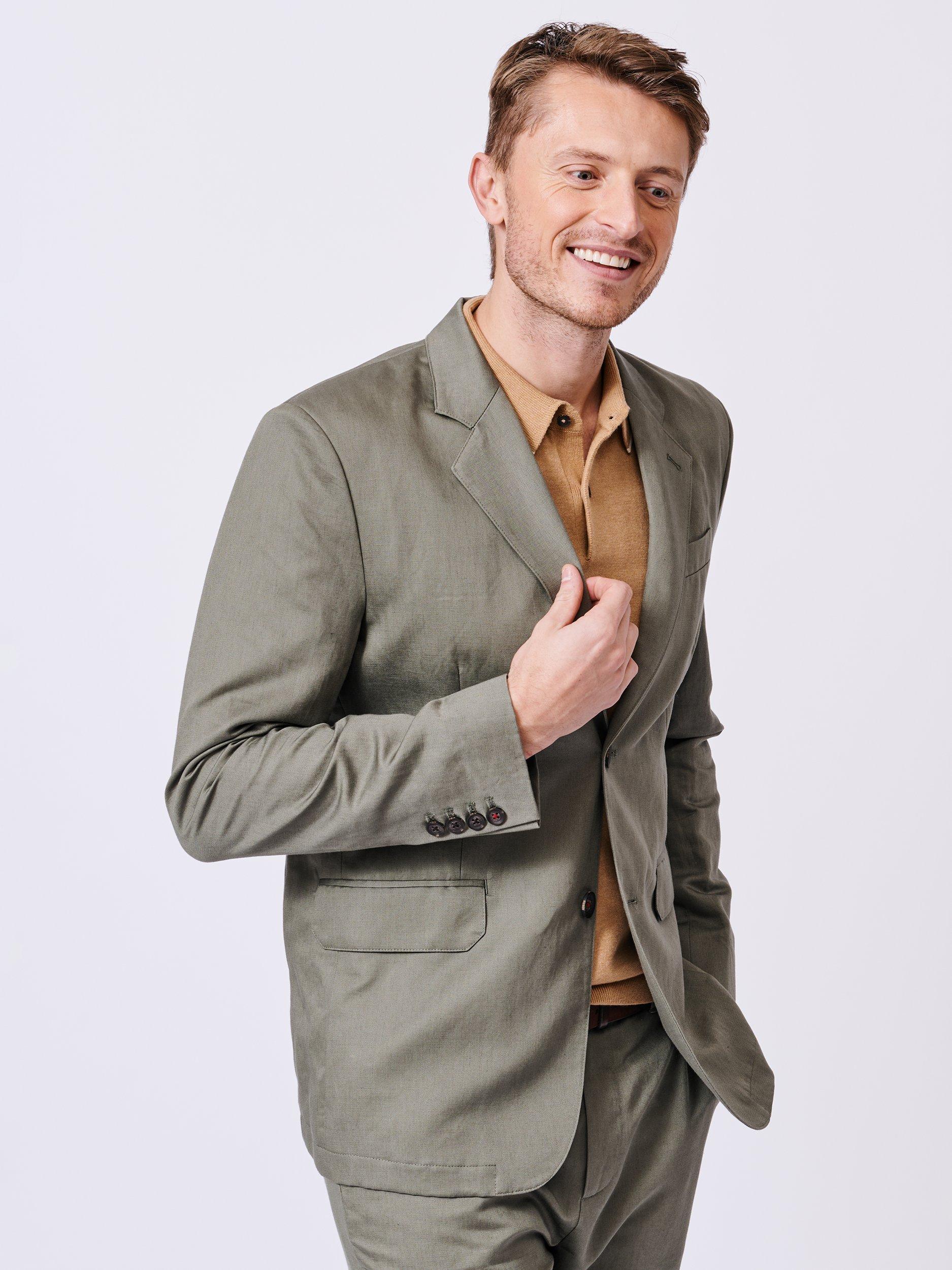 Product image 3 of 7, which shows Aubin Pasmore Tailored Fit Linen Blend Suit Jacket, Khaki, 38