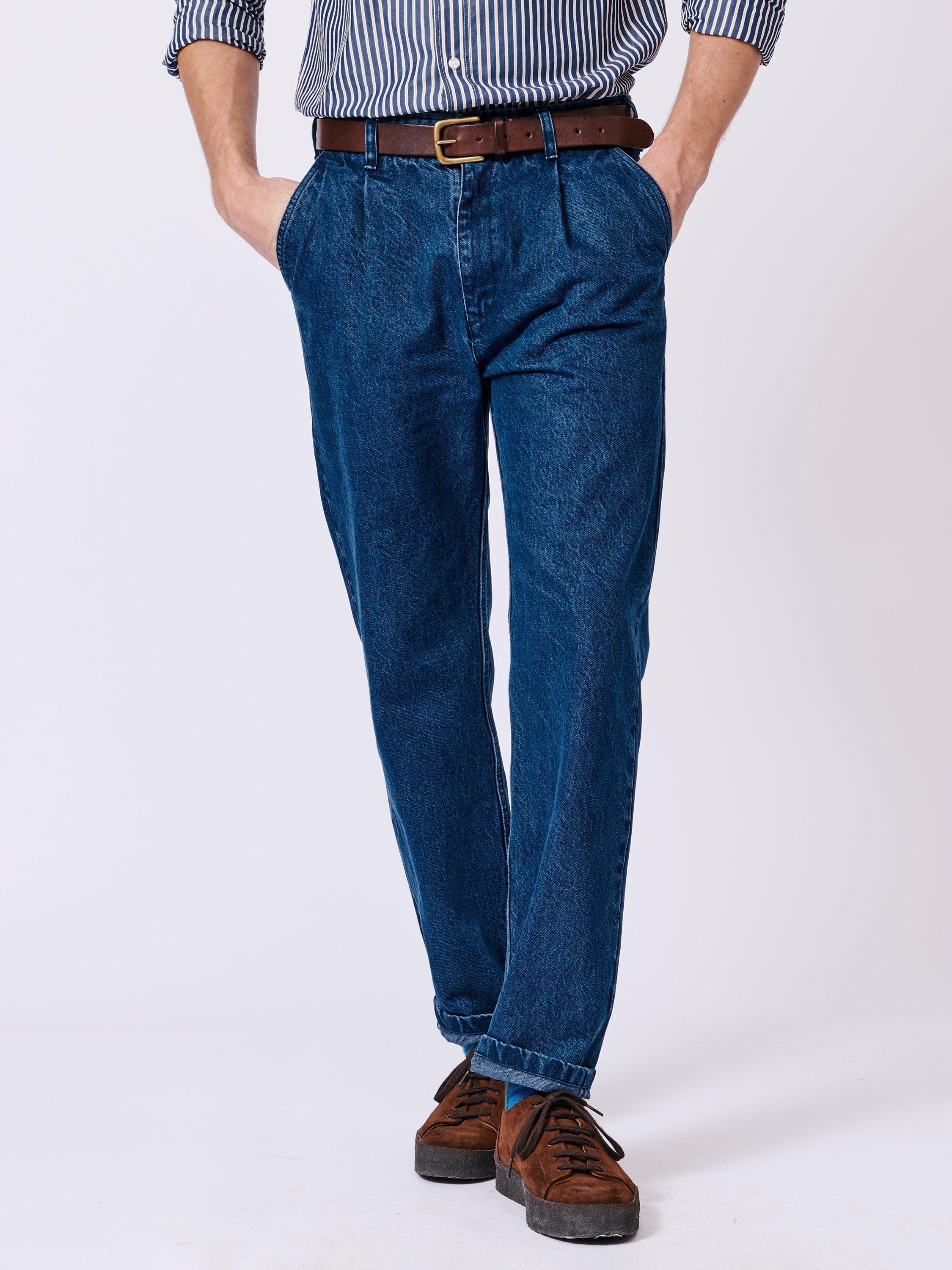 Product image 1 of 6, which shows Aubin Cleverton Selvedge Denim Trousers, Indigo, 30R