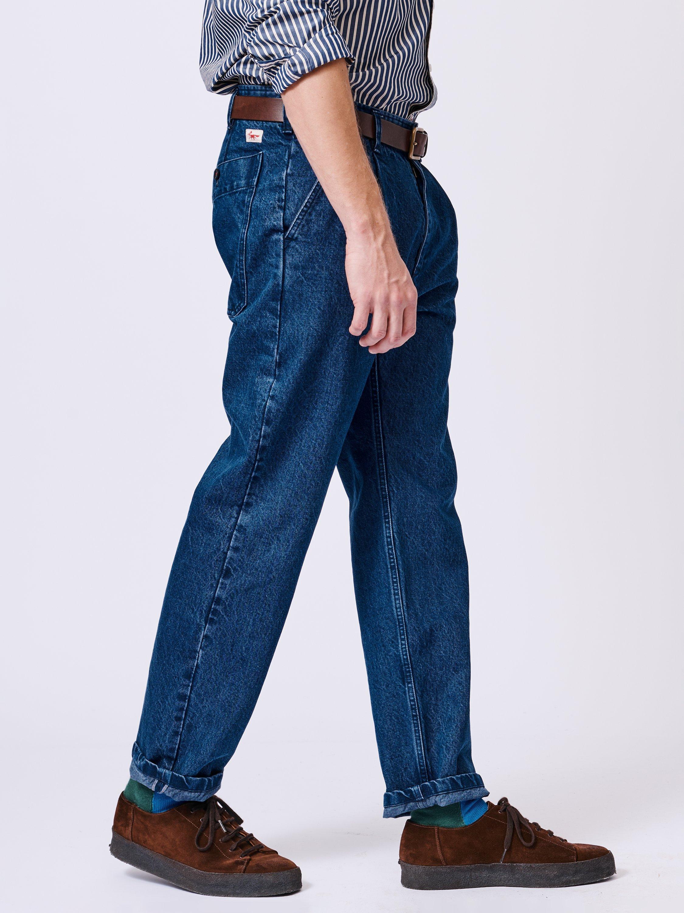 Product image 3 of 6, which shows Aubin Cleverton Selvedge Denim Trousers, Indigo, 30R