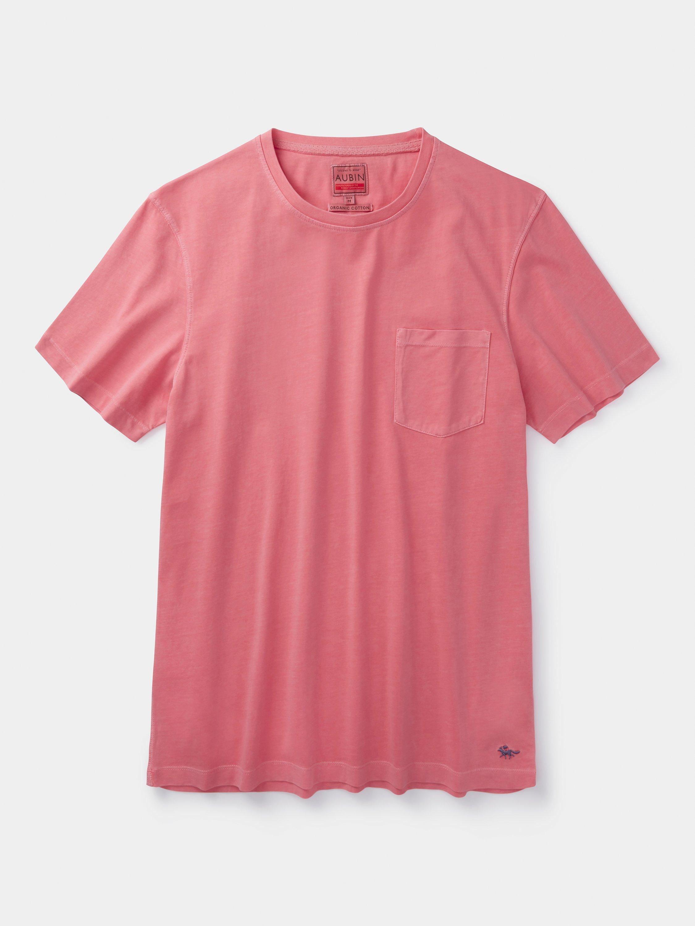 Product image 5 of 5, which shows Aubin Hareby Organic Cotton Regular Fit Short Sleeve T-Shirt, Pink, S