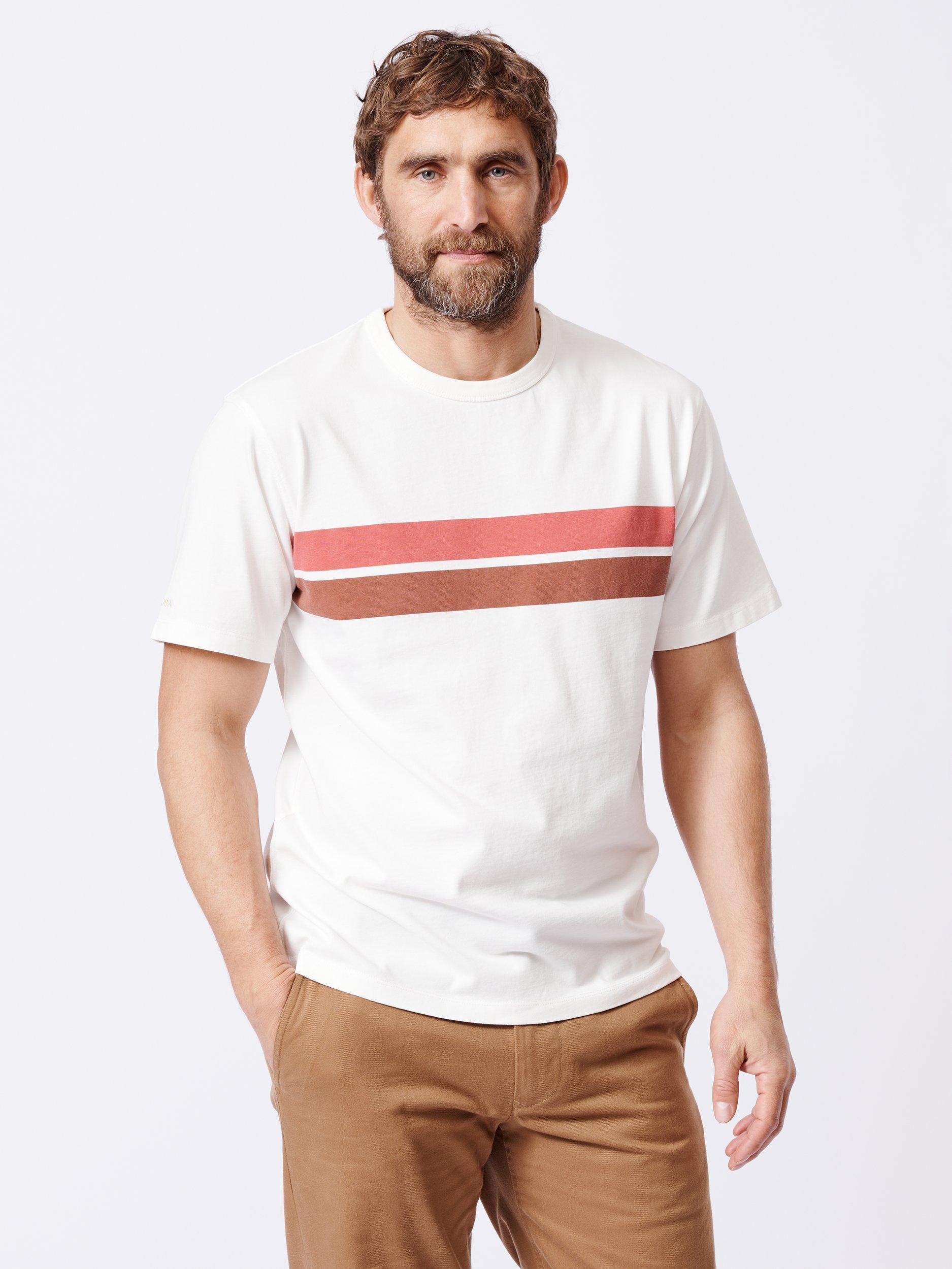 Aubin Santon Cotton Stripe T-Shirt, White/Multi