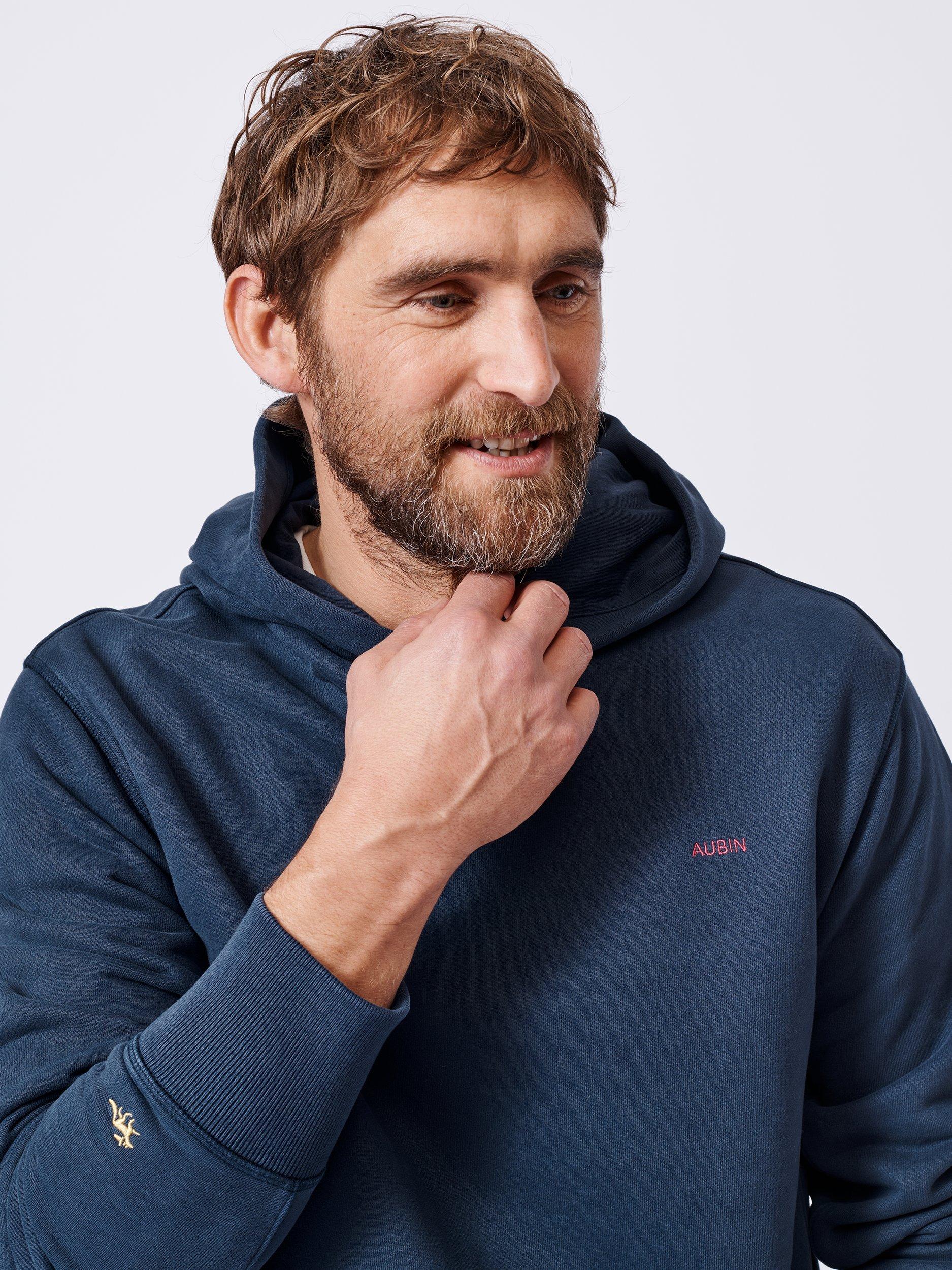 Product image 4 of 6, which shows Aubin Coe Cotton Hoodie, Navy, S