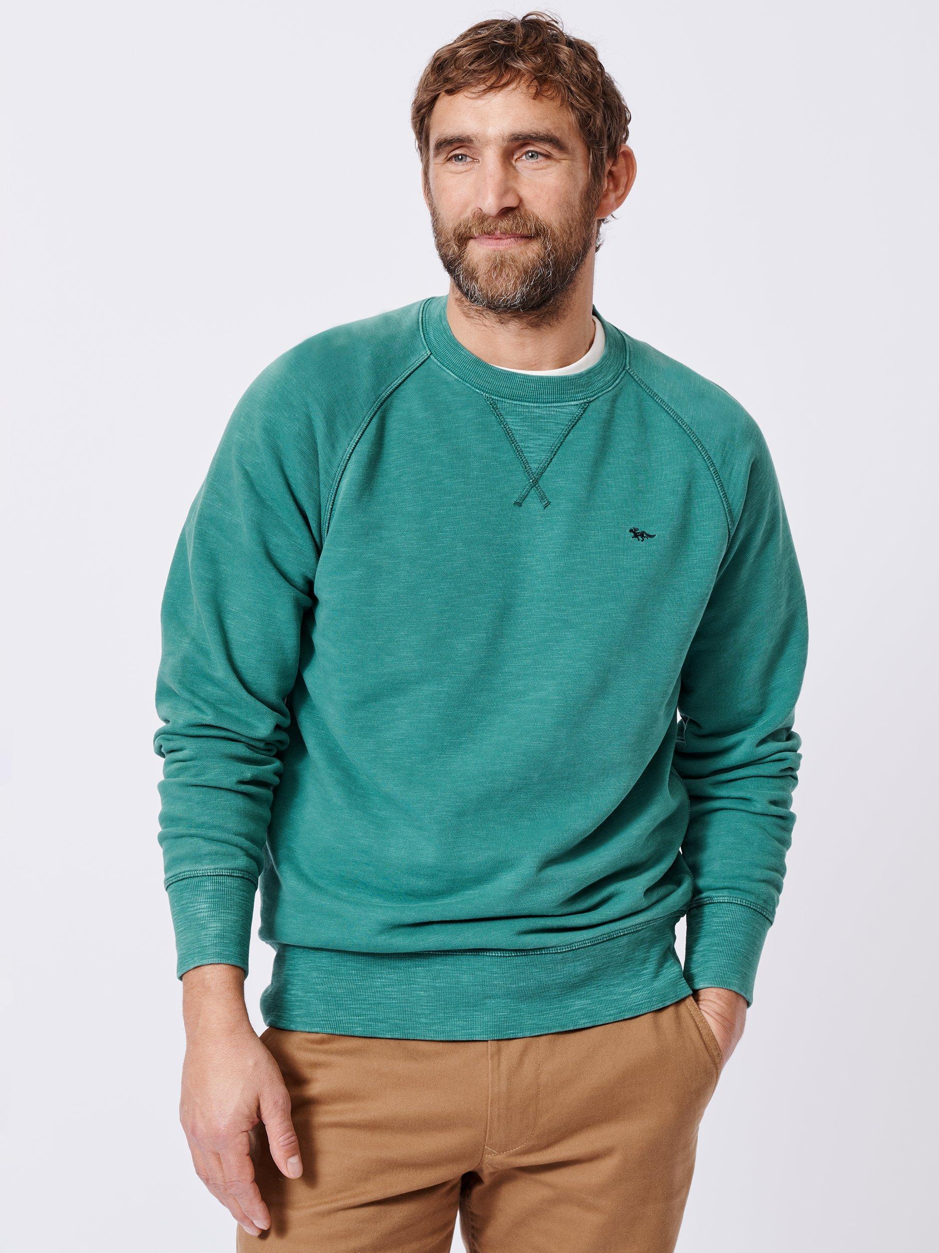 Product image 1 of 4, which shows Aubin Garsdale Cotton Slub Sweatshirt, Jade, S