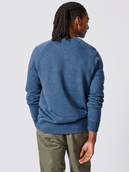 Aubin Garsdale Crew Neck Slub Cotton Sweatshirt - view 2, Washed Blue