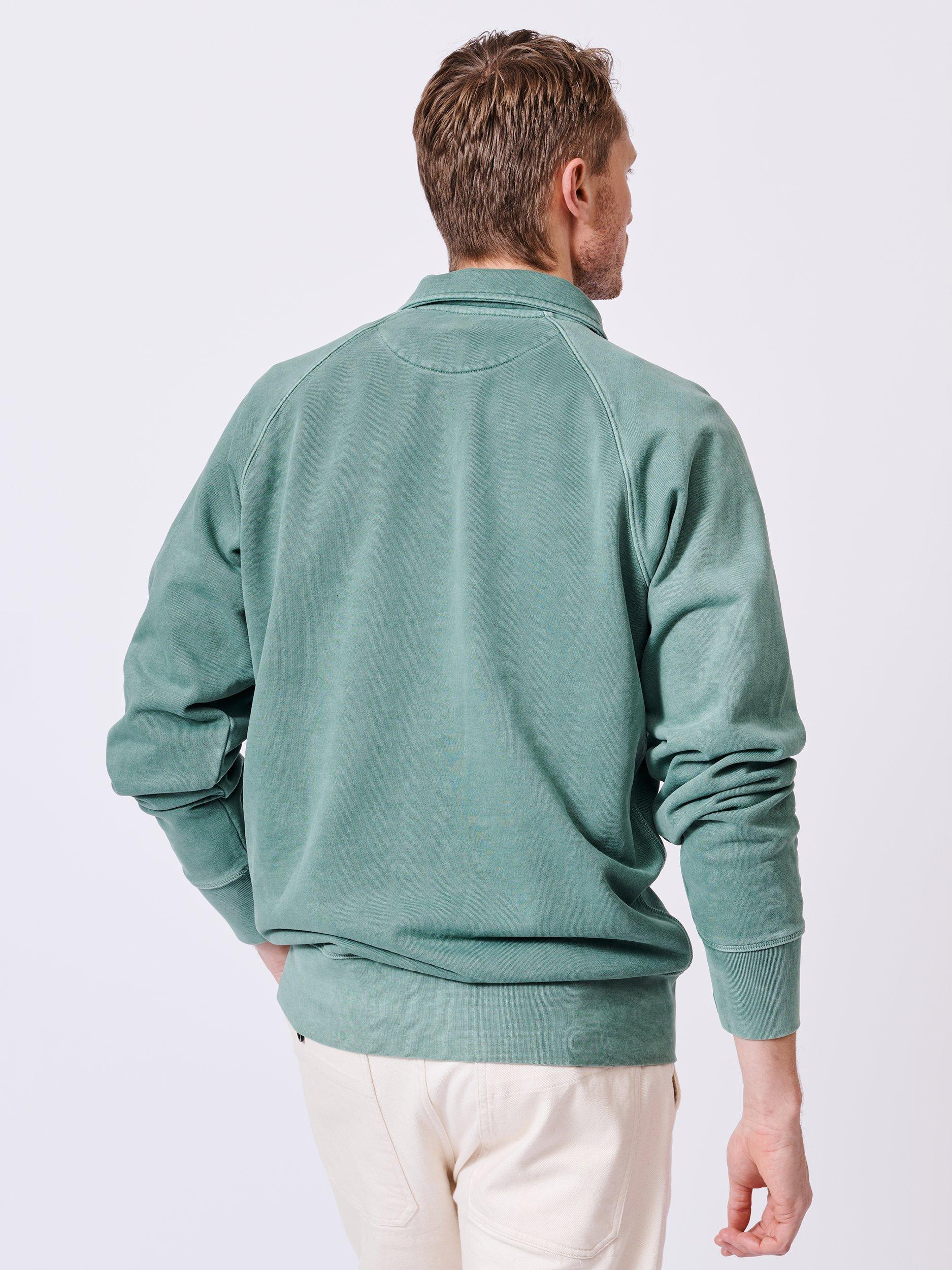 Product image 2 of 5, which shows Aubin Raithby Cotton Button-Neck Sweatshirt, Green, S