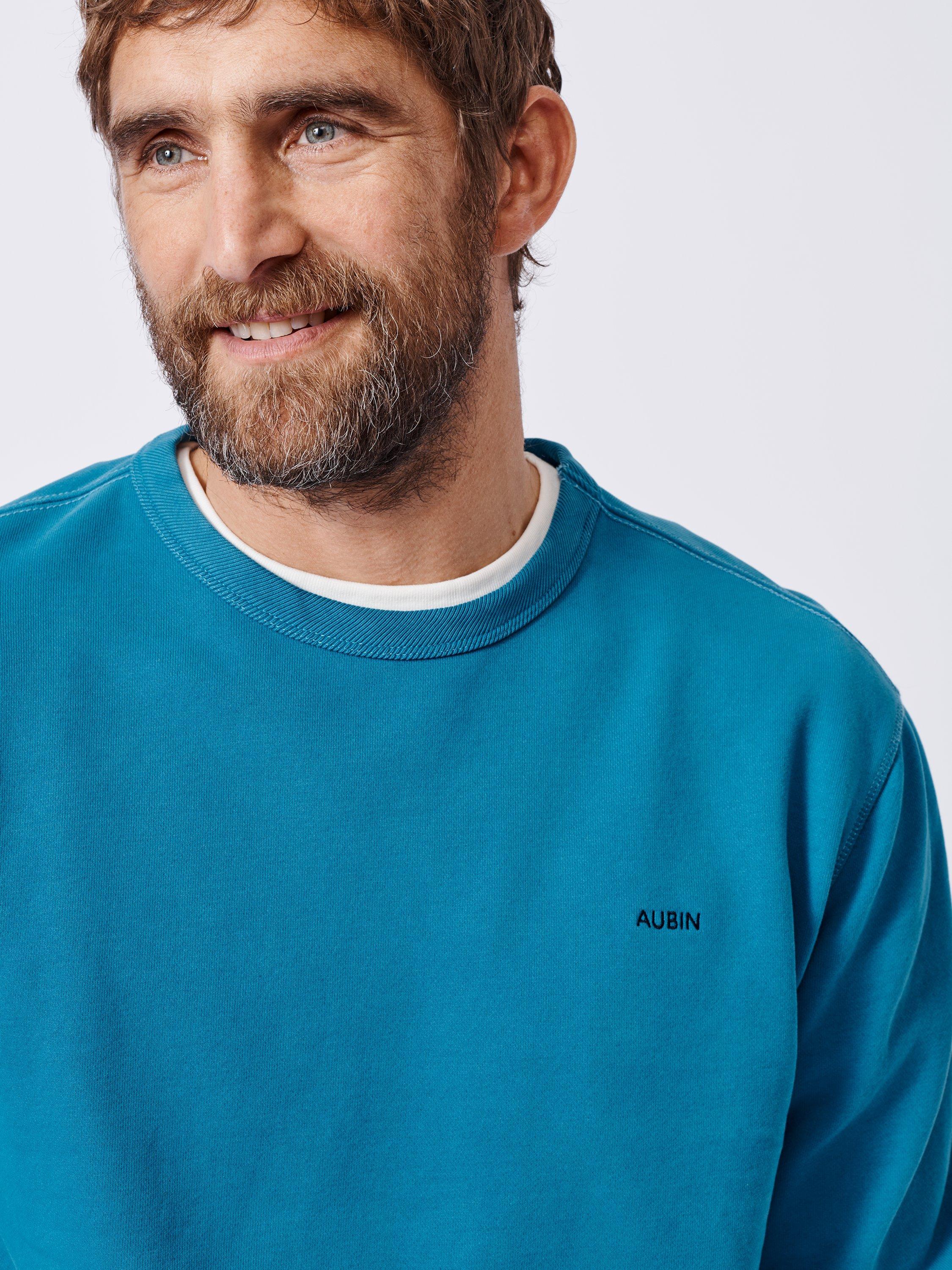 Product image 4 of 6, which shows Aubin Vestry Crew Neck Cotton Sweatshirt, Bright Blue, XS
