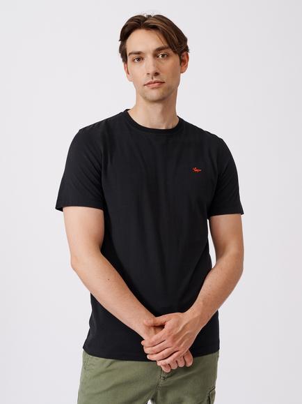 Aubin Regular Fit Short Sleeve Logo Cotton T-Shirt, Black