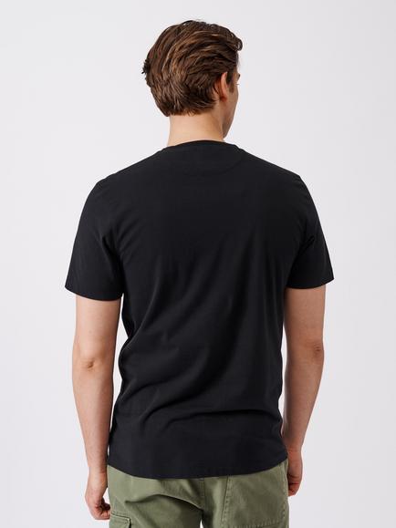Aubin Regular Fit Short Sleeve Logo Cotton T-Shirt - view 2, Black