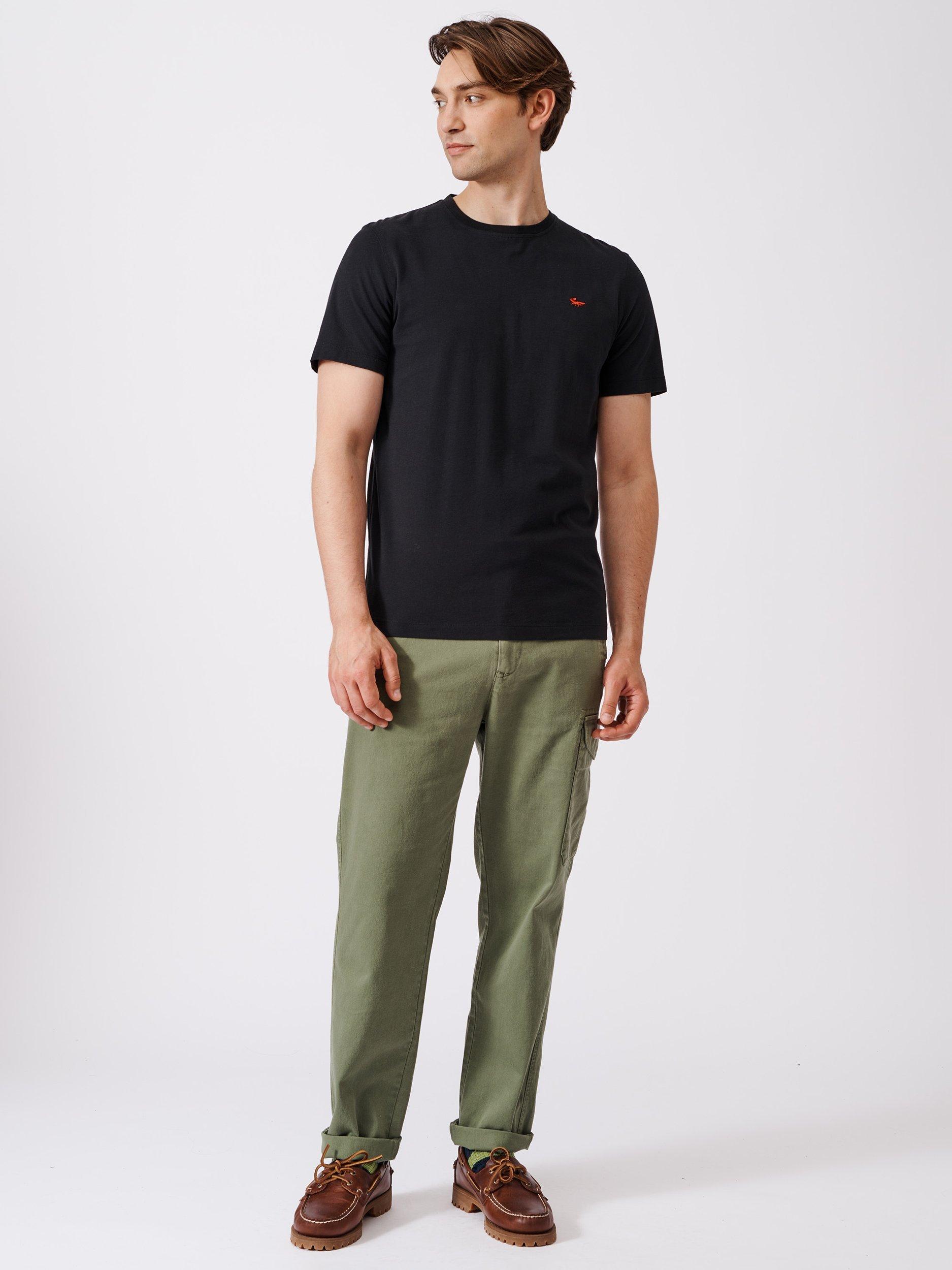 Product image 3 of 5, which shows Aubin Organic Cotton Regular Fit Short Sleeve Logo T-Shirt, Black, XS
