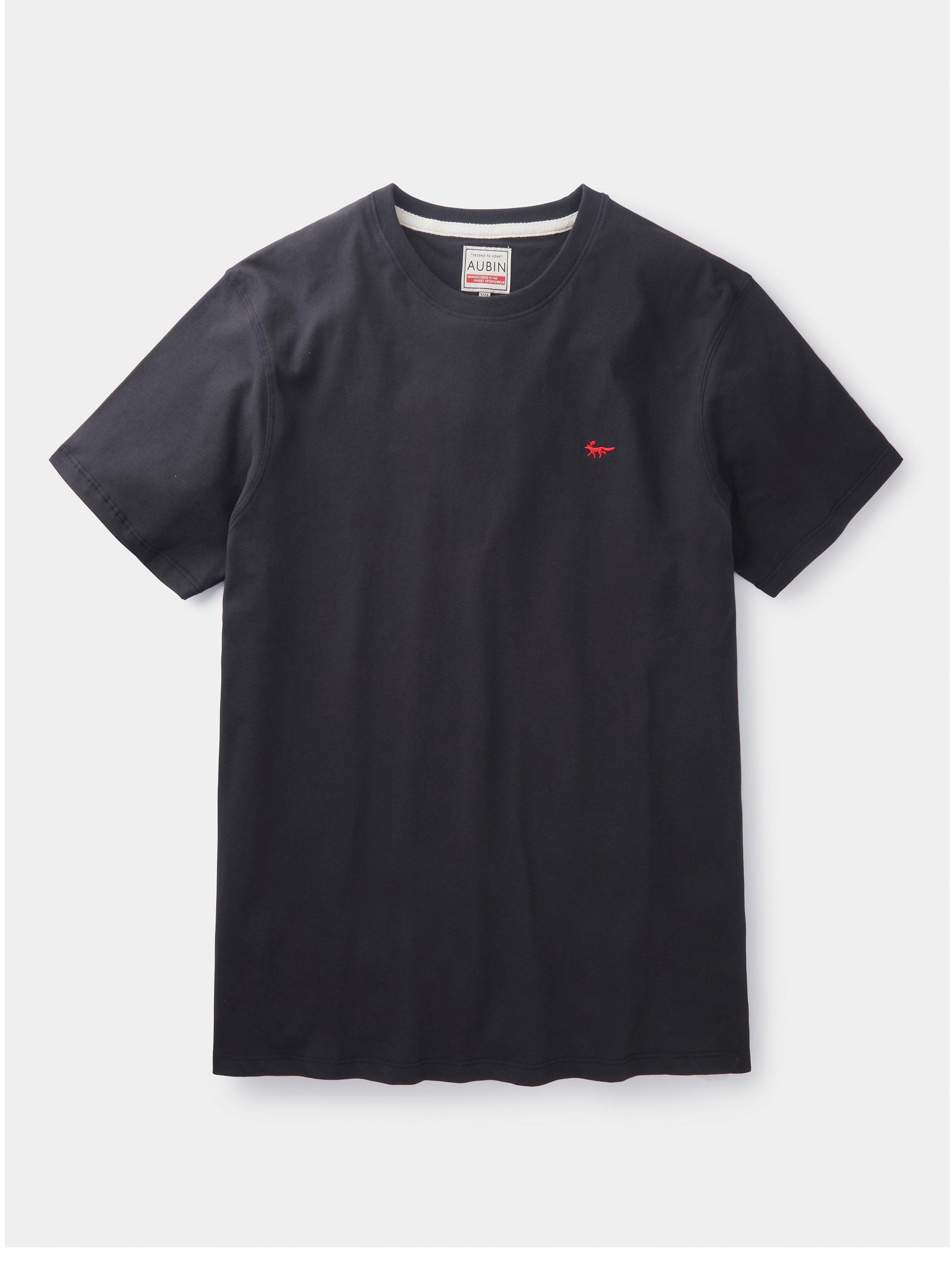 Product image 5 of 5, which shows Aubin Organic Cotton Regular Fit Short Sleeve Logo T-Shirt, Black, XS