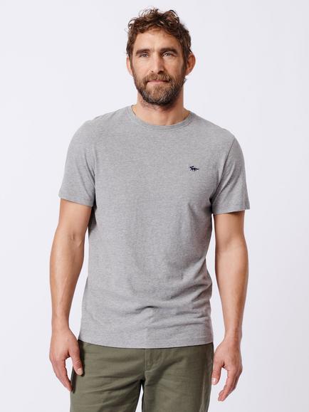 Aubin Regular Fit Short Sleeve Logo Cotton T-Shirt, Grey Marl