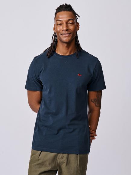 Aubin Regular Fit Short Sleeve Logo Cotton T-Shirt, Navy