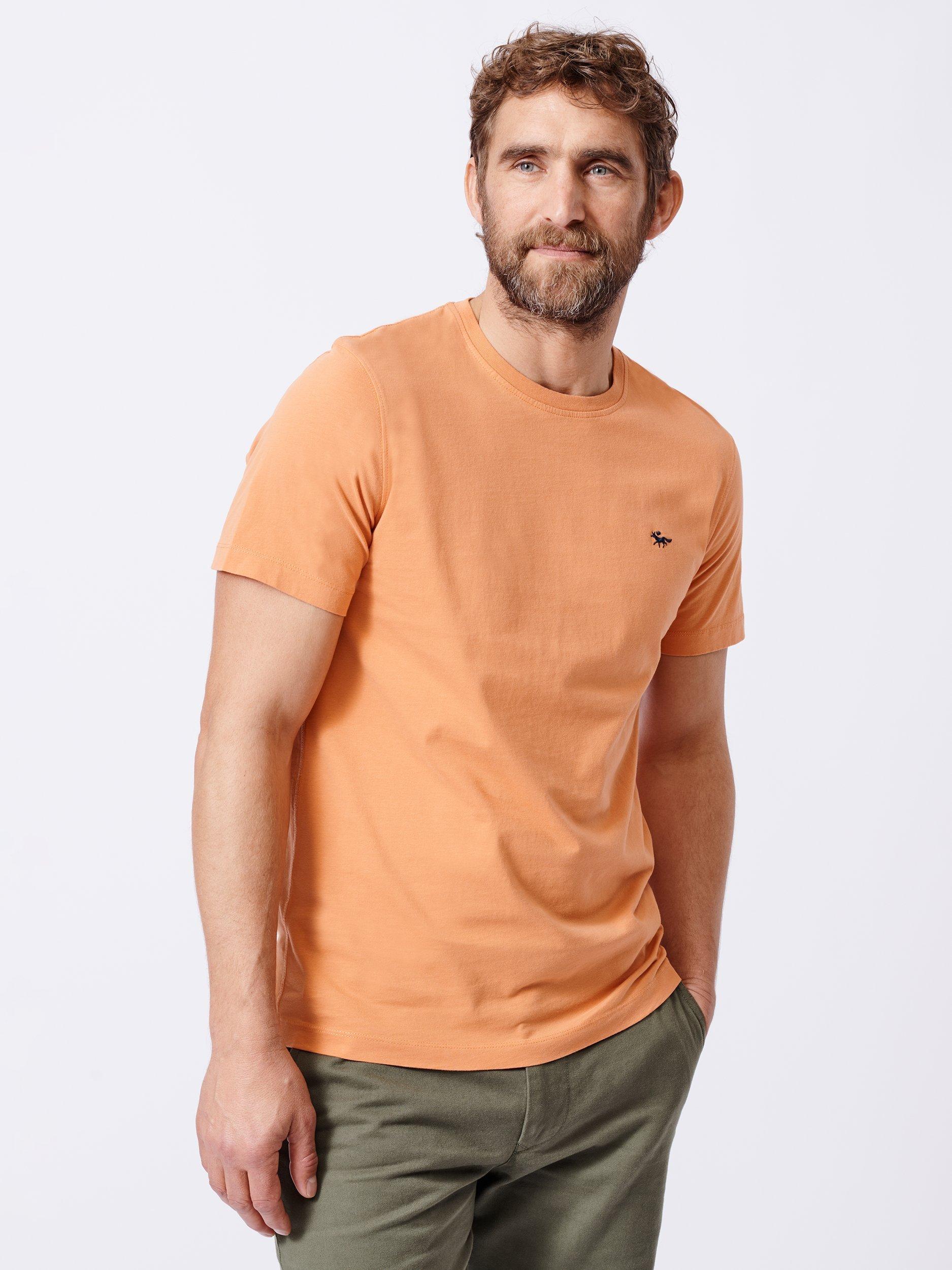 Product image 1 of 6, which shows Aubin Organic Cotton Regular Fit Short Sleeve Logo T-Shirt, Orange, S