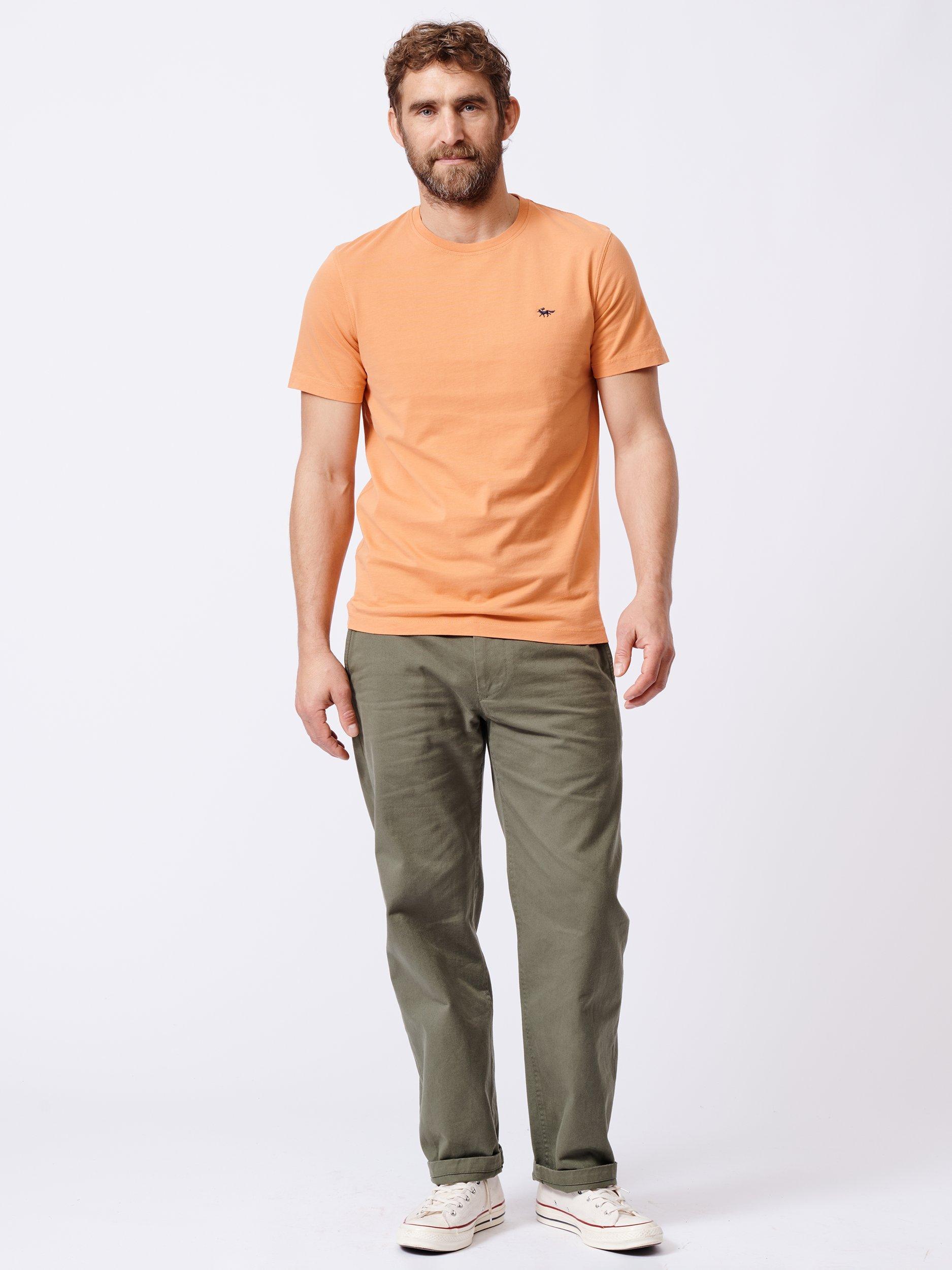 Product image 3 of 6, which shows Aubin Organic Cotton Regular Fit Short Sleeve Logo T-Shirt, Orange, S