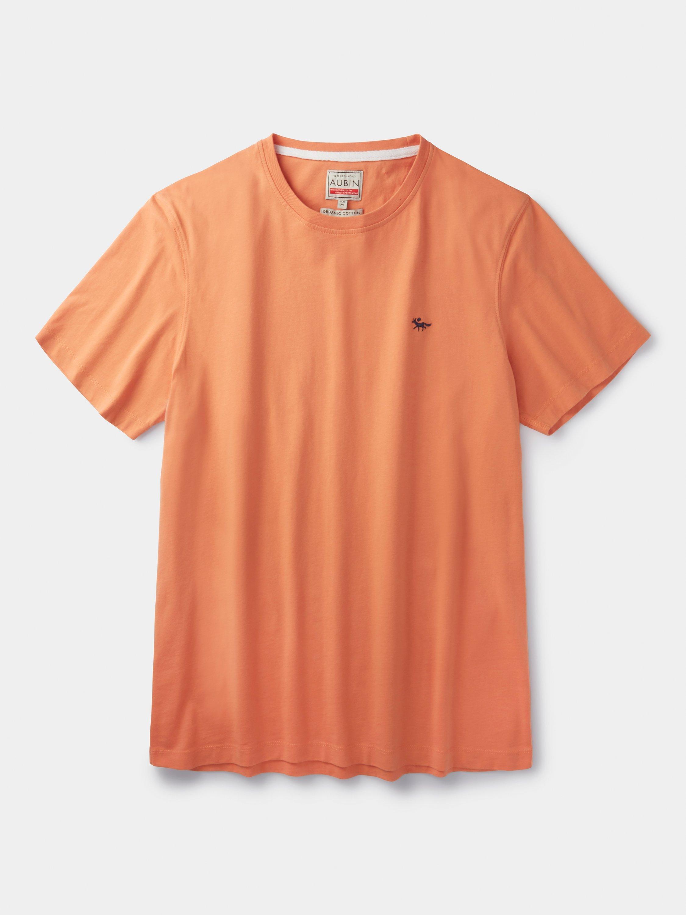 Product image 6 of 6, which shows Aubin Organic Cotton Regular Fit Short Sleeve Logo T-Shirt, Orange, S