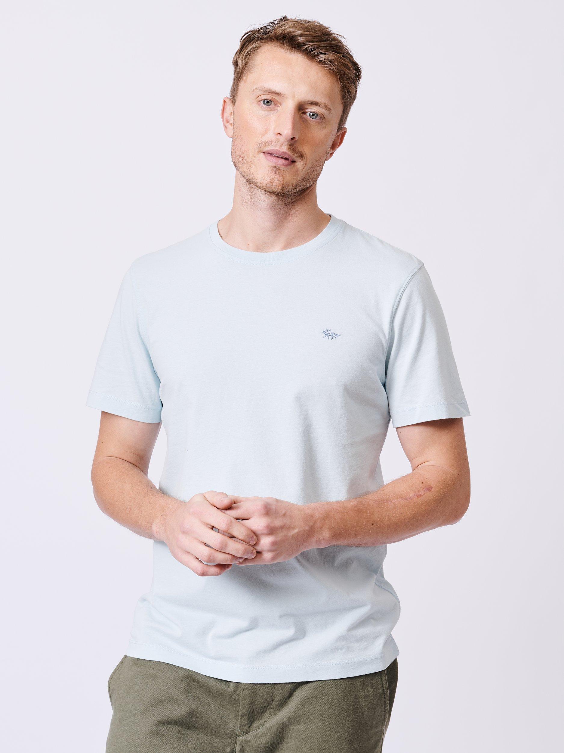 Product image 1 of 6, which shows Aubin Organic Cotton Regular Fit Short Sleeve Logo T-Shirt, Pale Blue, M