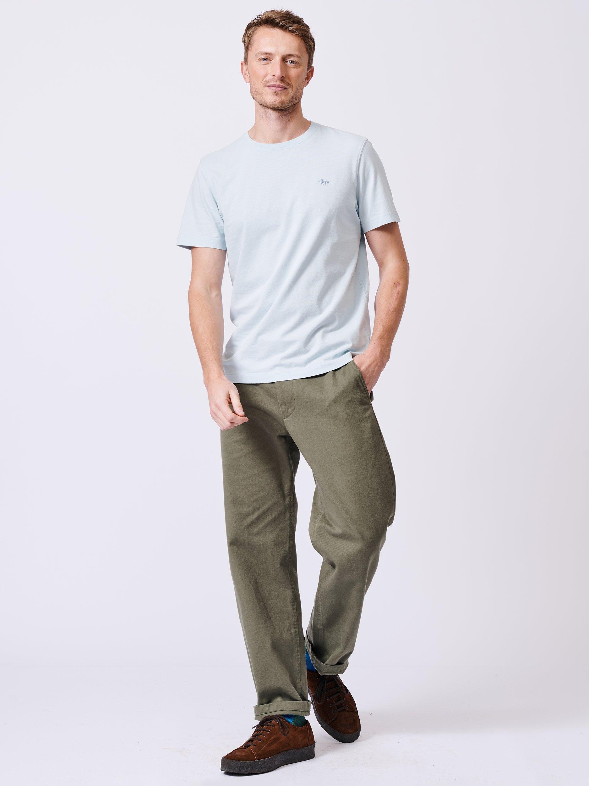 Product image 3 of 6, which shows Aubin Organic Cotton Regular Fit Short Sleeve Logo T-Shirt, Pale Blue, M