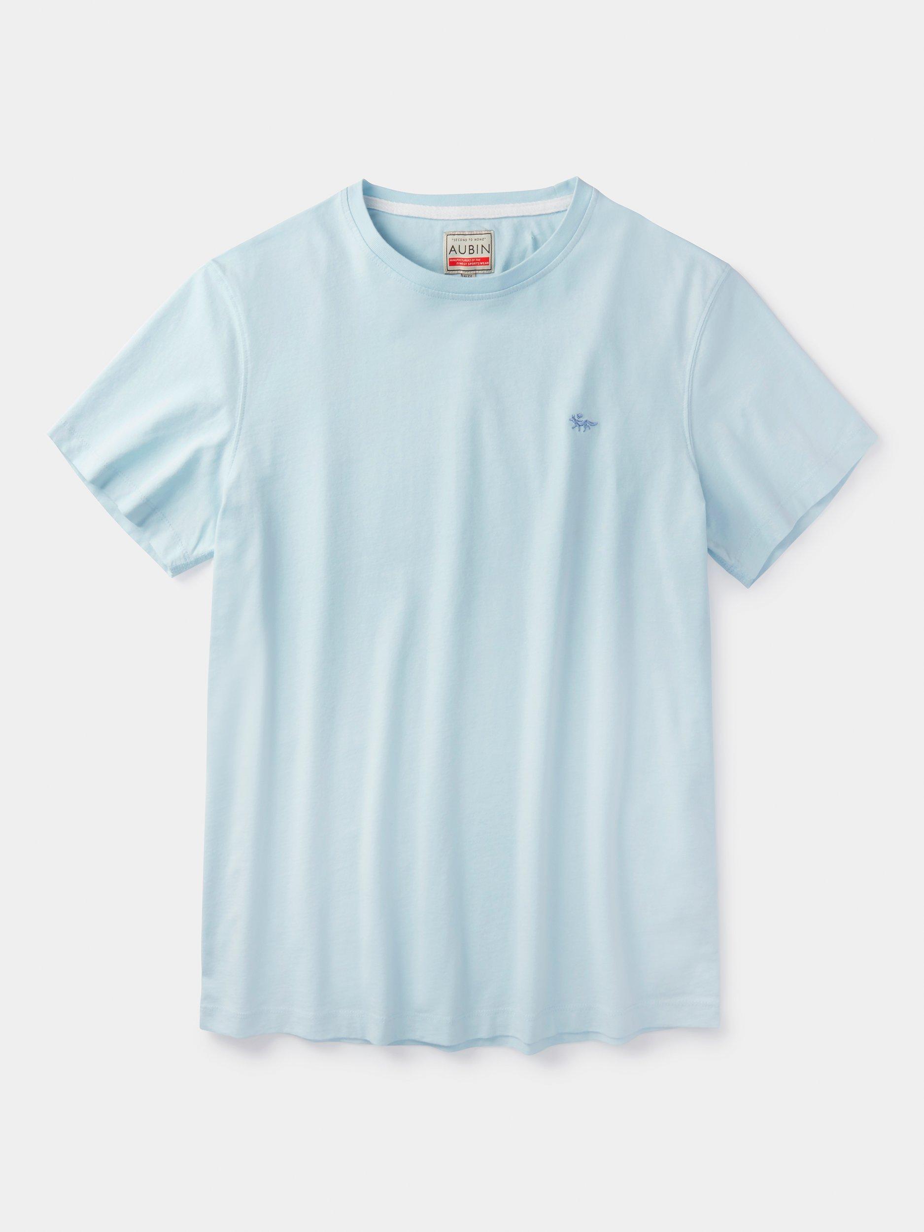 Product image 6 of 6, which shows Aubin Organic Cotton Regular Fit Short Sleeve Logo T-Shirt, Pale Blue, M