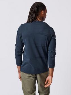 Aubin Buttermere Organic Cotton Regular Fit Long Sleeve Logo T-Shirt - view 2, Navy