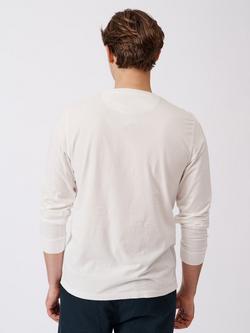 Aubin Buttermere Organic Cotton Regular Fit Long Sleeve Logo T-Shirt - view 2, White