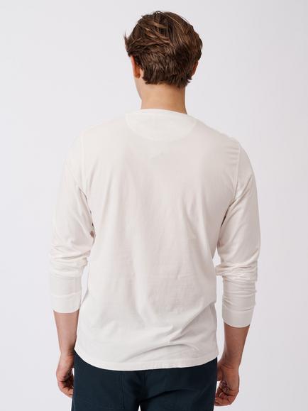 Aubin Buttermere Organic Cotton Regular Fit Long Sleeve Logo T-Shirt - view 2, White