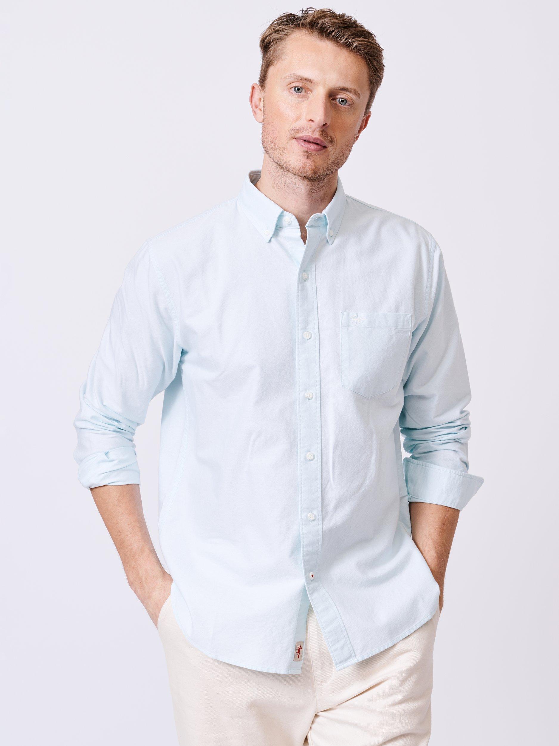 Product image 1 of 7, which shows Aubin Aldridge Oxford Cotton Button Down Shirt, Mint, S