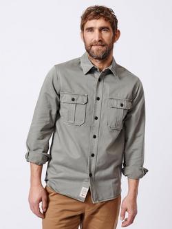 Aubin Buckingham Cotton Overshirt, Khaki, Khaki