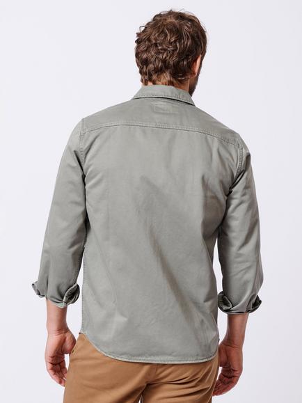 Aubin Buckingham Cotton Overshirt, Khaki - view 2, Khaki