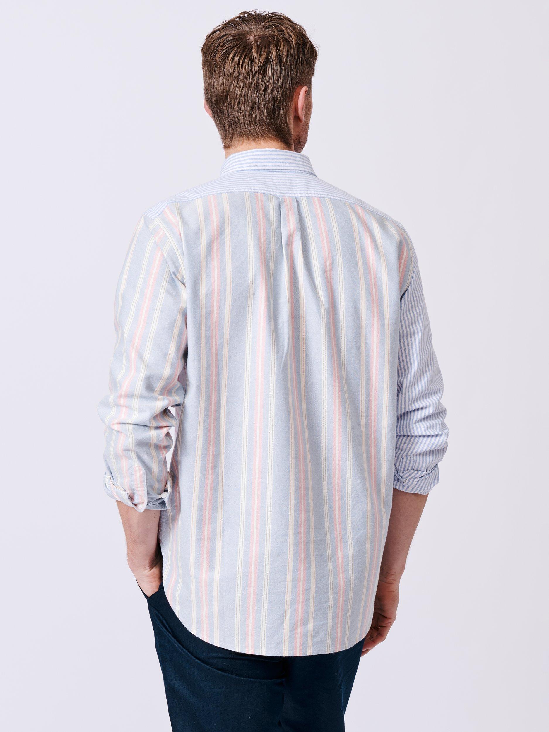Product image 2 of 8, which shows Aubin Burwell Cotton Regular Fit Stripe Patchwork Shirt, Striped Patchwork, XL