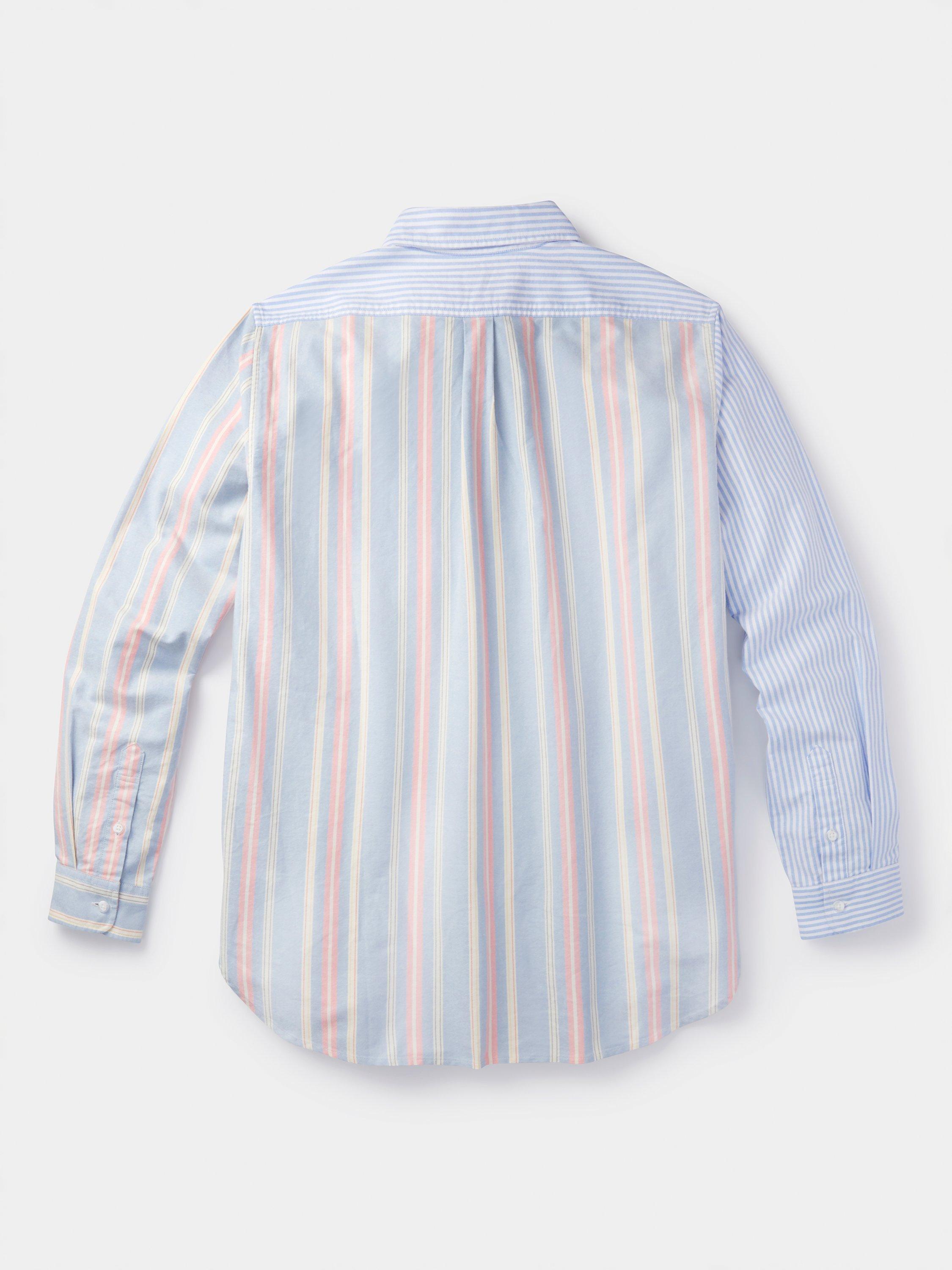 Product image 8 of 8, which shows Aubin Burwell Cotton Regular Fit Stripe Patchwork Shirt, Striped Patchwork, XL