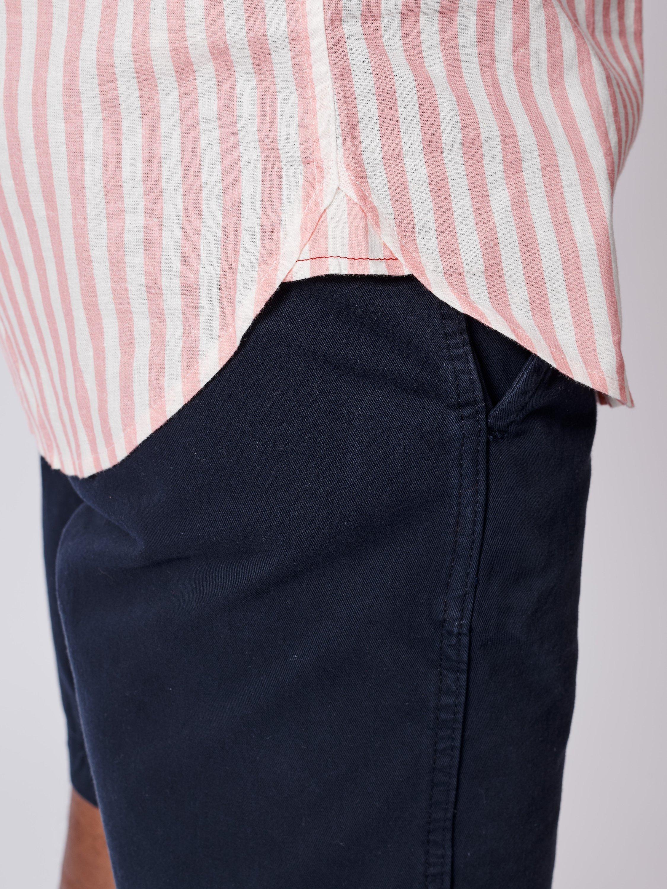 Product image 4 of 5, which shows Aubin Fulstow Linen Blend Regular Fit Stripe Shirt, Pink/White, S