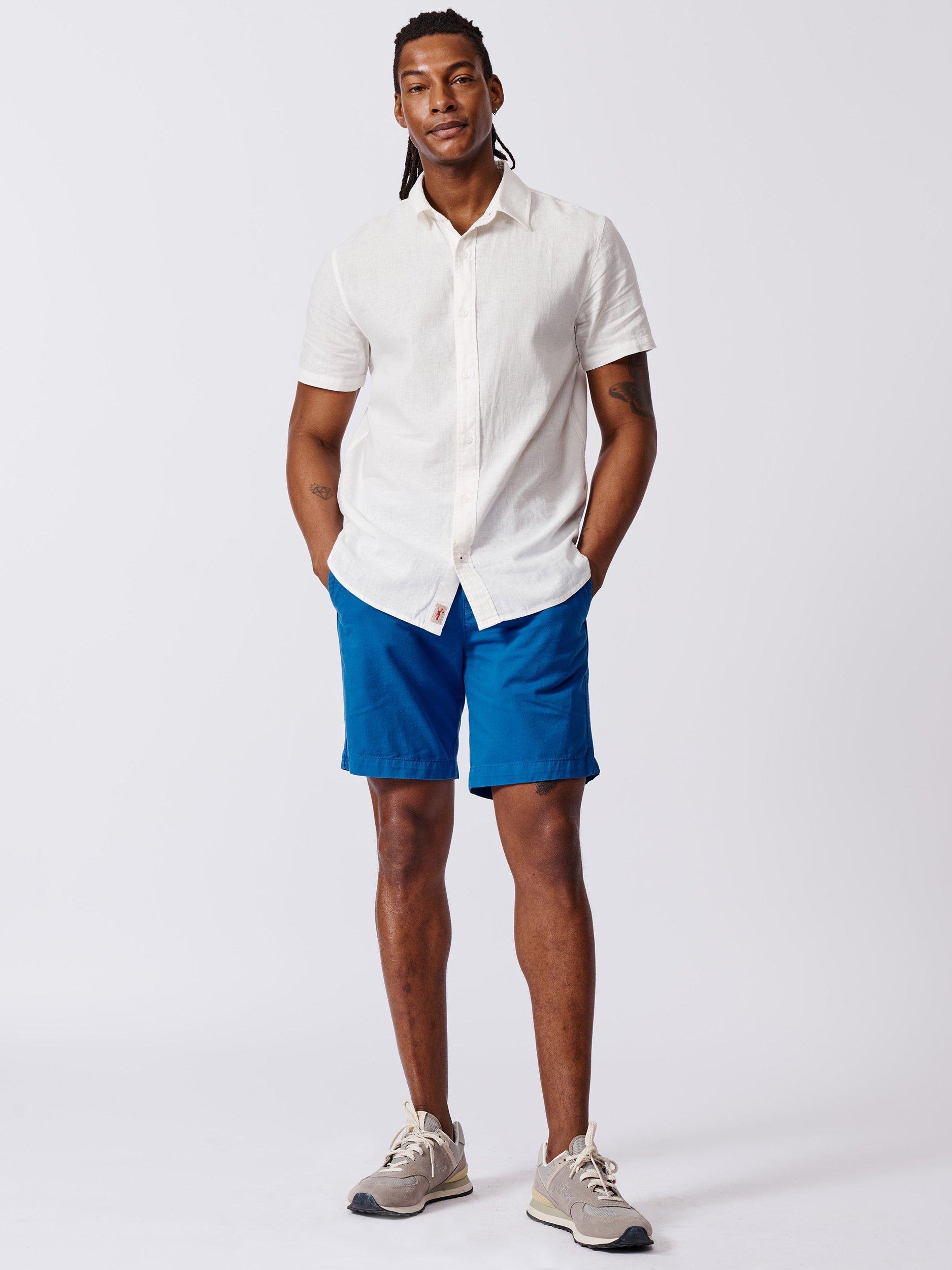 Product image 3 of 6, which shows Aubin Fulstow Linen Blend Regular Fit Short Sleeve Shirt, White, S