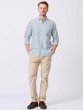 Aubin Gladstone Cotton Poplin Shirt, White/Jade Stripe