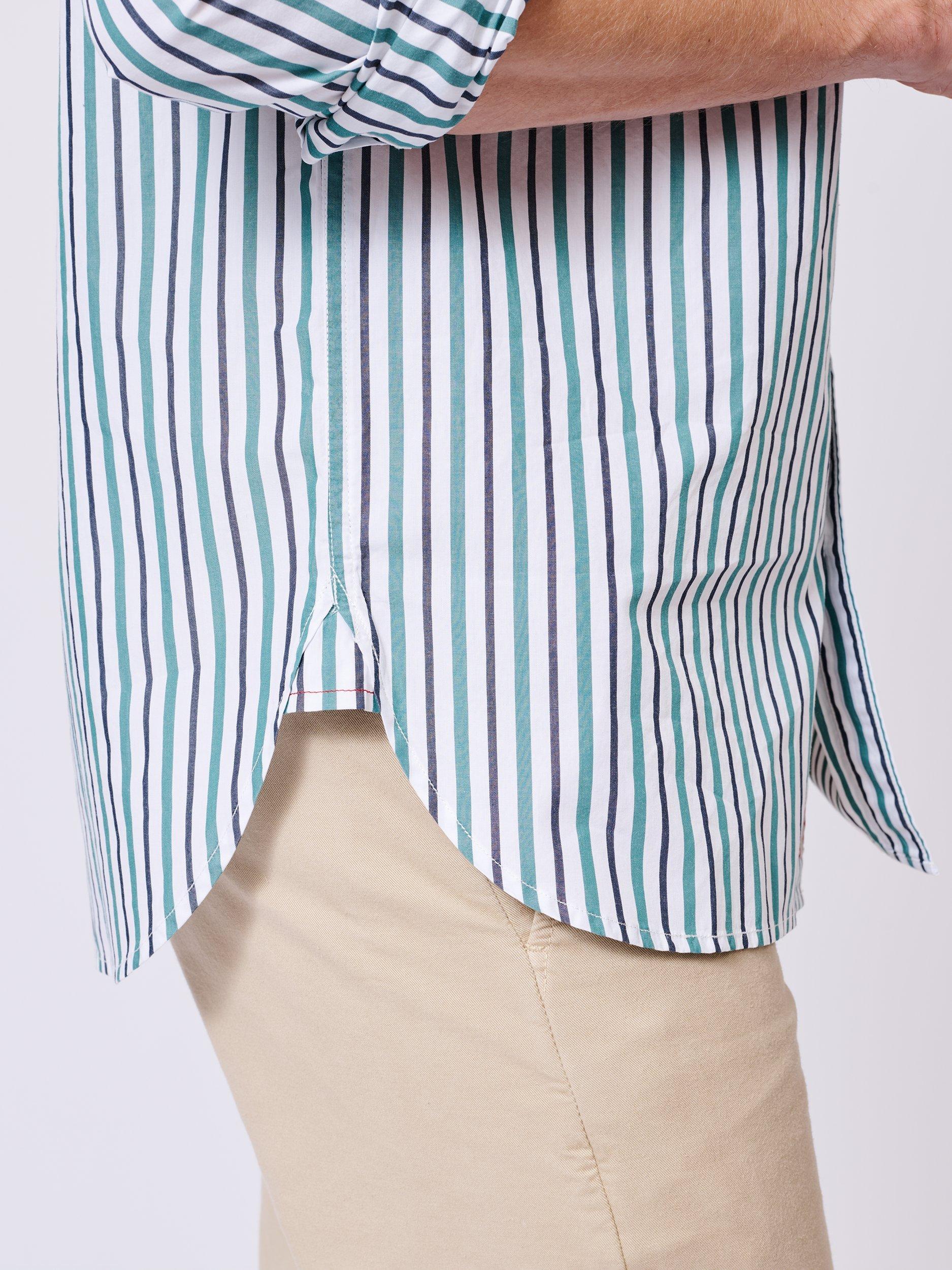 Product image 6 of 7, which shows Aubin Gladstone Cotton Poplin Shirt, White/Jade Stripe, S