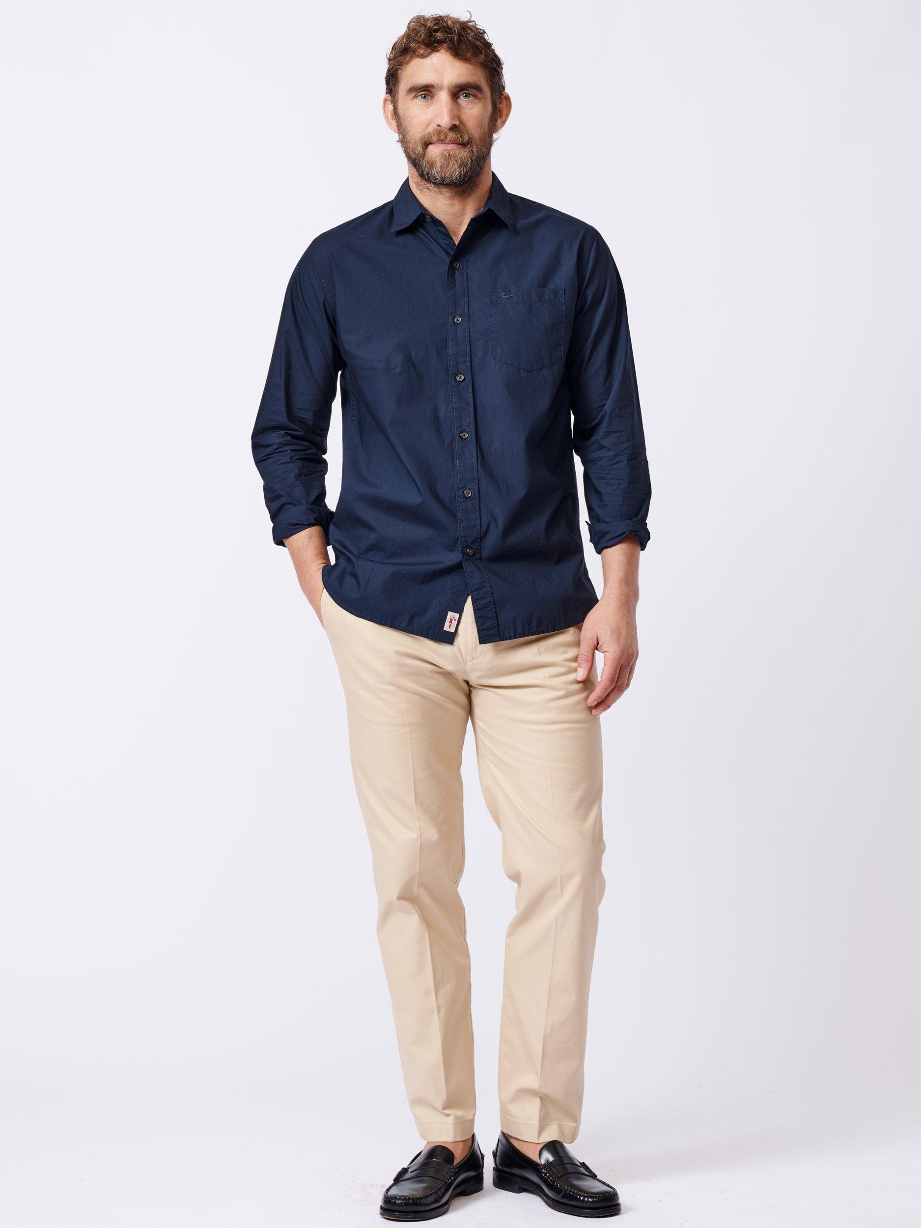 Product image 2 of 5, which shows Aubin Gladstone Cotton Poplin Shirt, Navy, M