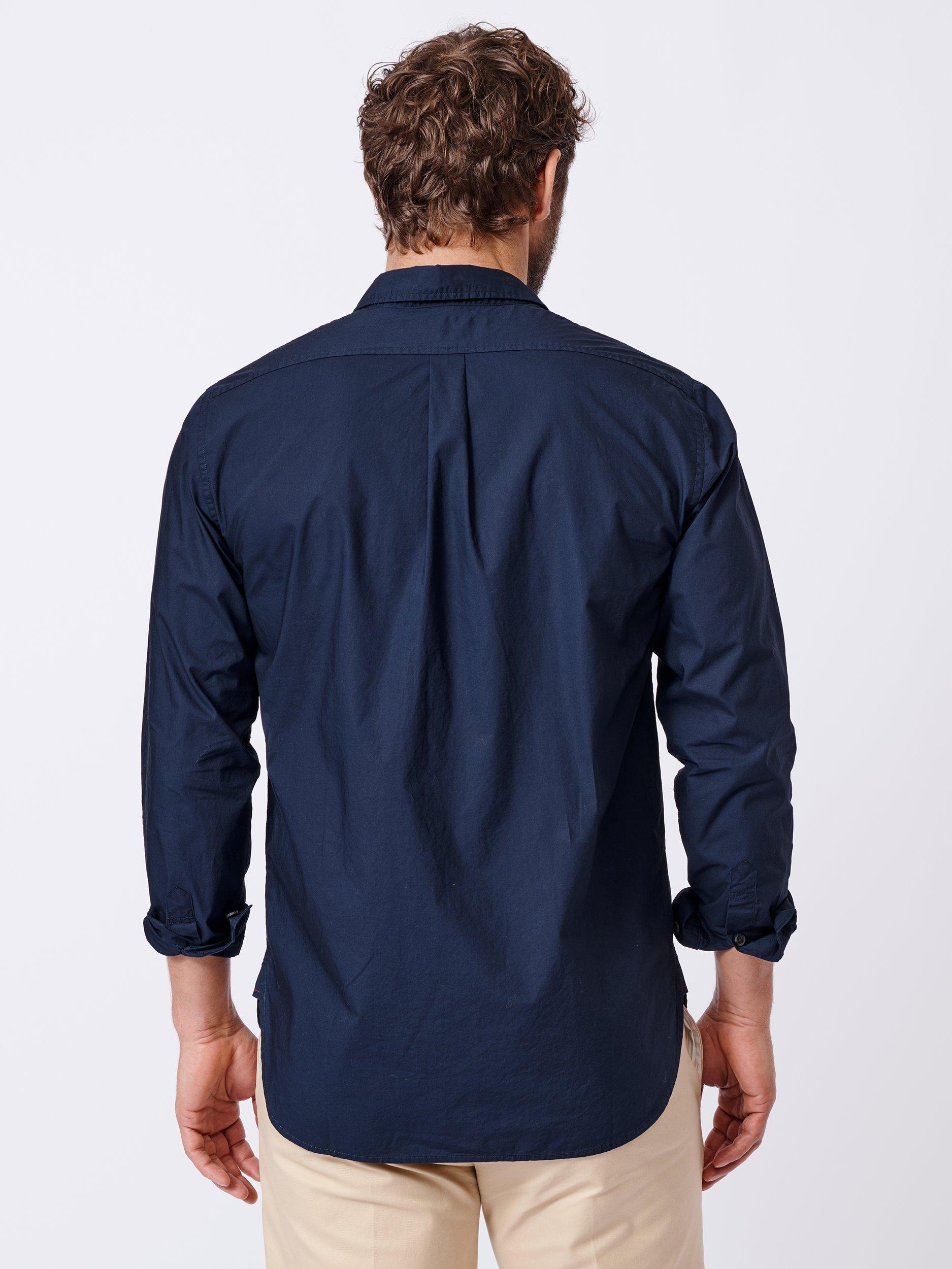 Product image 3 of 5, which shows Aubin Gladstone Cotton Poplin Shirt, Navy, M